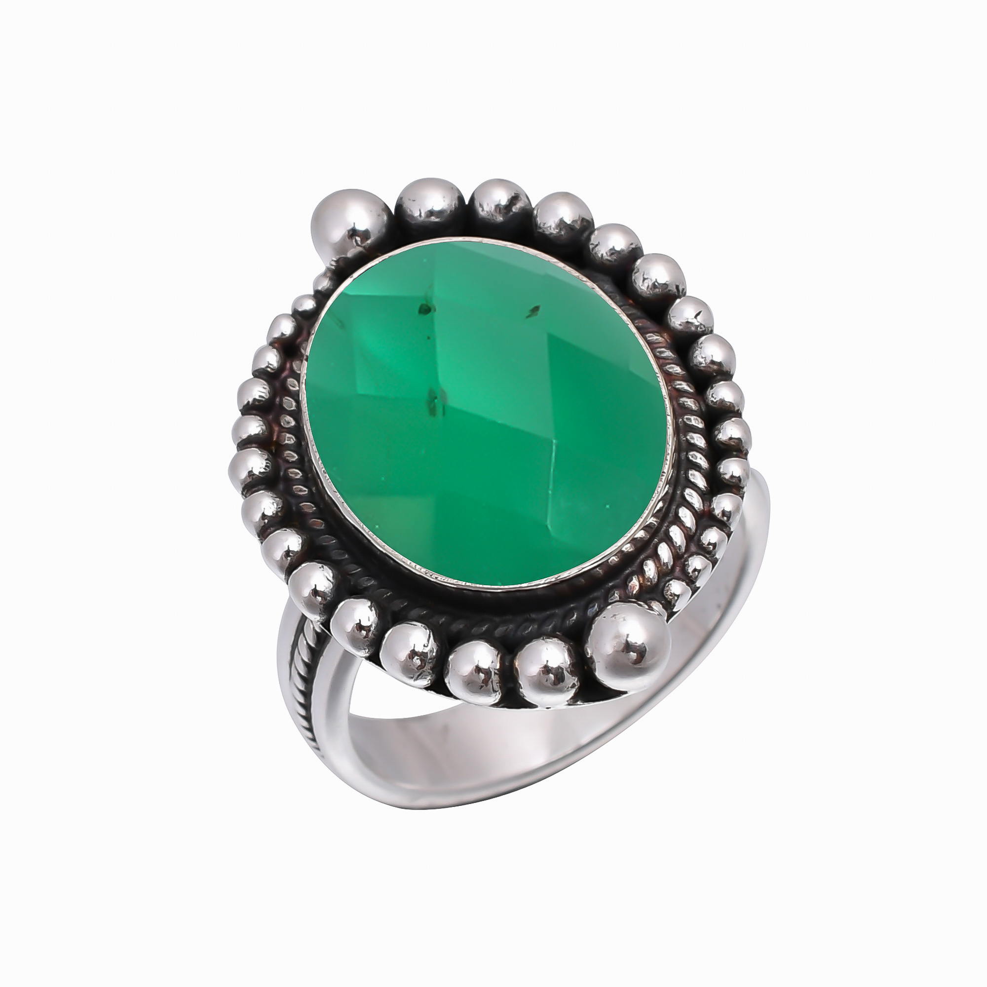 Emerald Simulated 925 Sterling Silver Ring