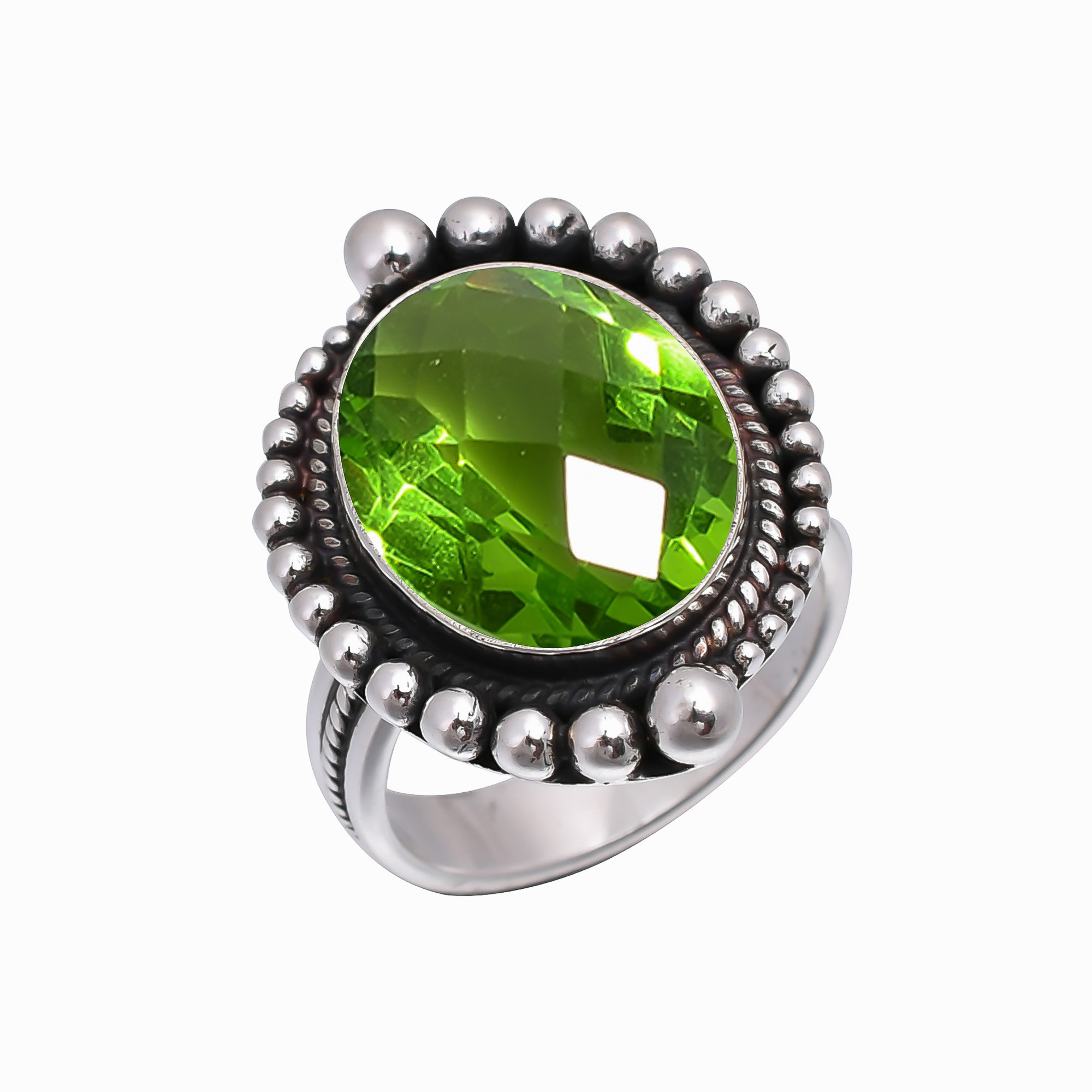 Peridot - Simulated 925 Sterling Silver Ring