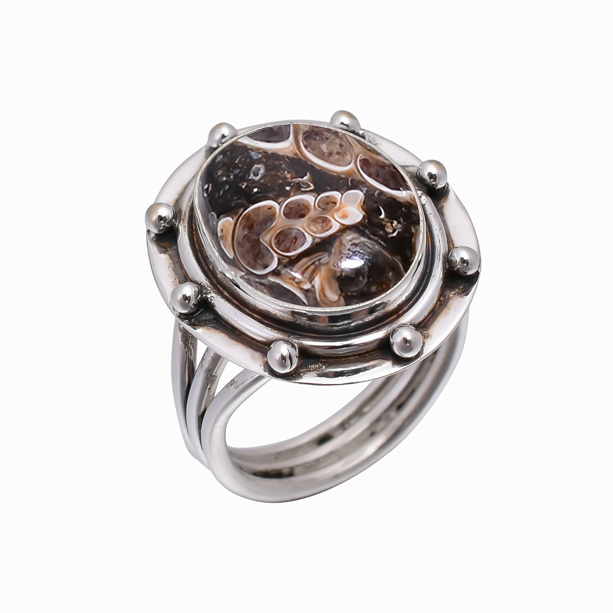 Turritella Agate - Wyoming 925 Sterling Silver Ring