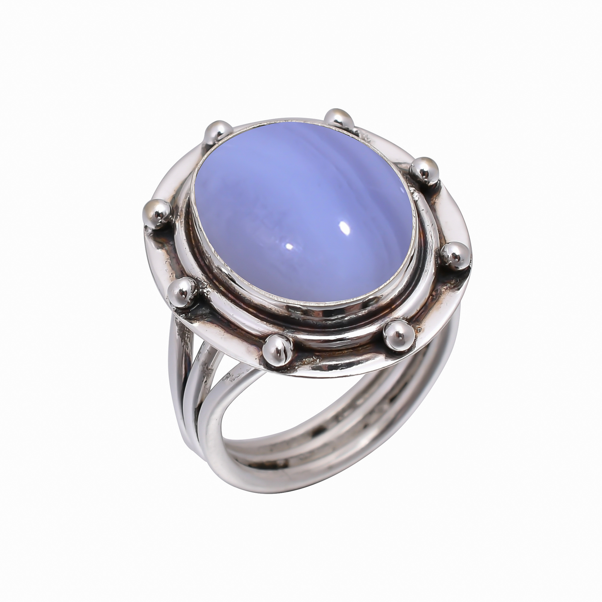 Blue Lace Agate - Namibia 925 Sterling Silver Ring