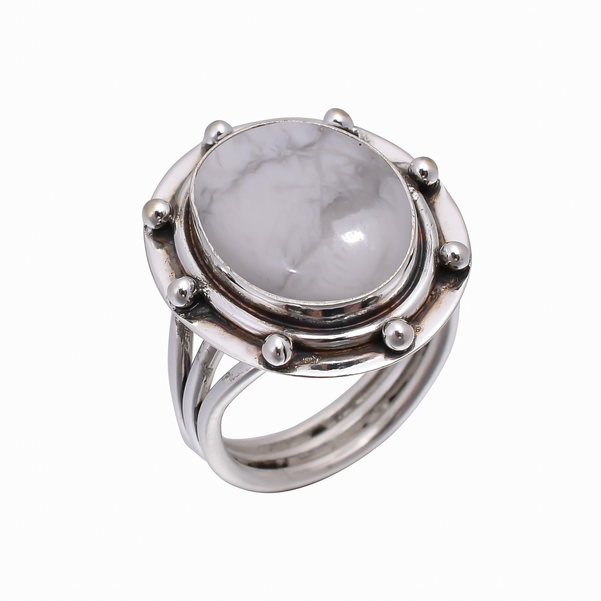 Natural White Howlite - United States 925 Sterling Silver Ring