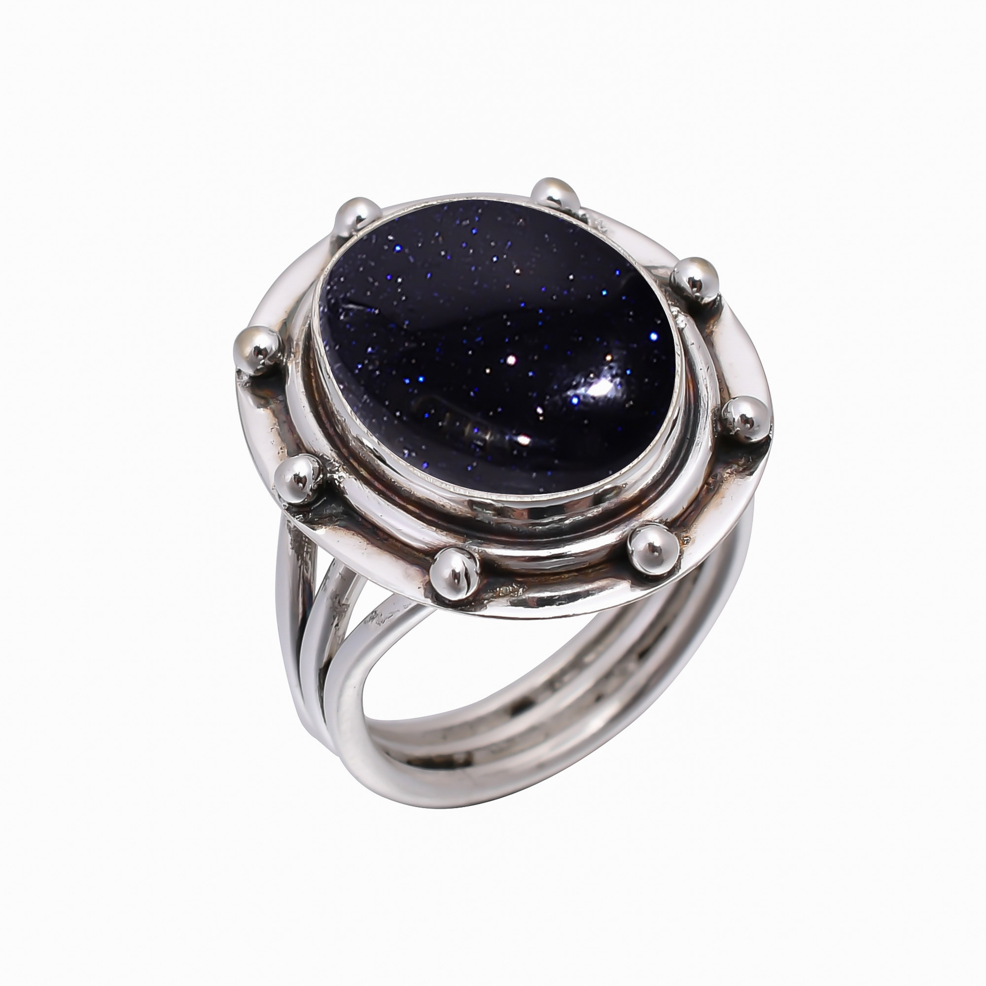 Blue Sunstone - Simulated 925 Sterling Silver Ring
