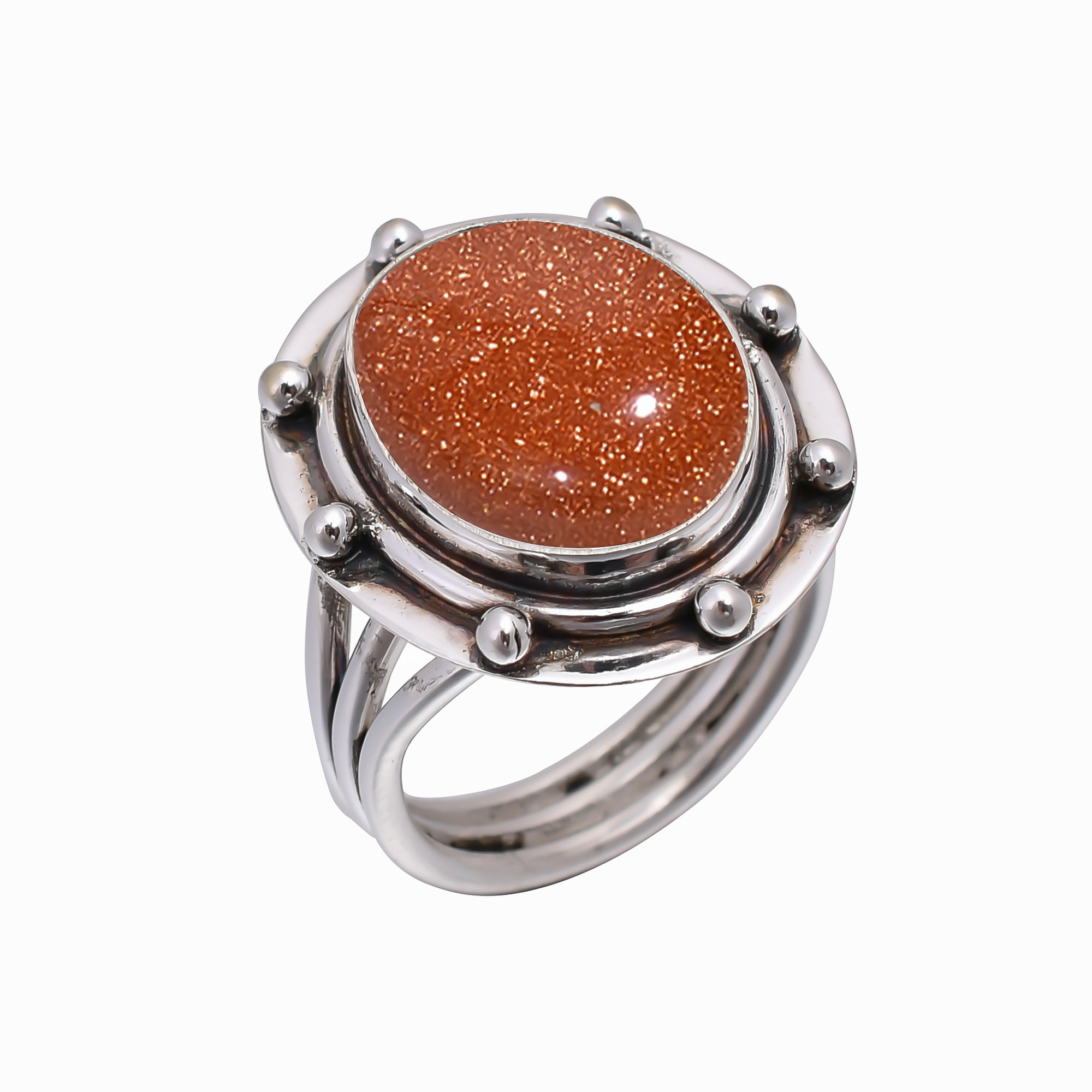 Golden Sunstone - Simulated 925 Sterling Silver Ring