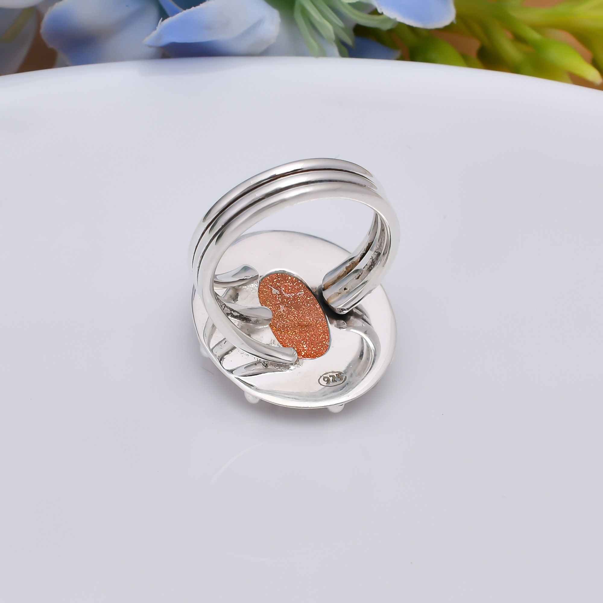 Golden Sunstone - Simulated 925 Sterling Silver Ring