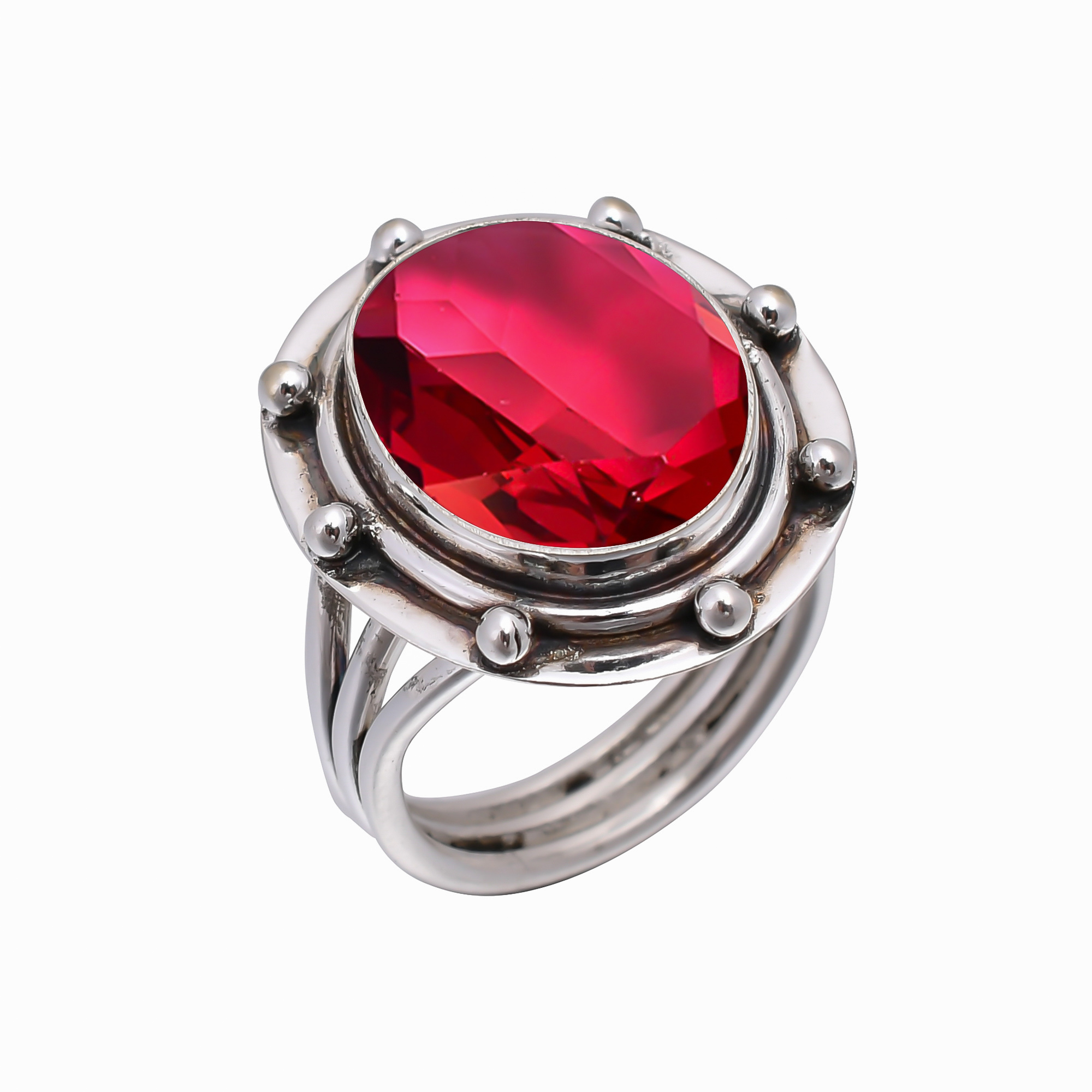 Pink Rubellite Tourmaline - Simulated 925 Sterling Silver Ring