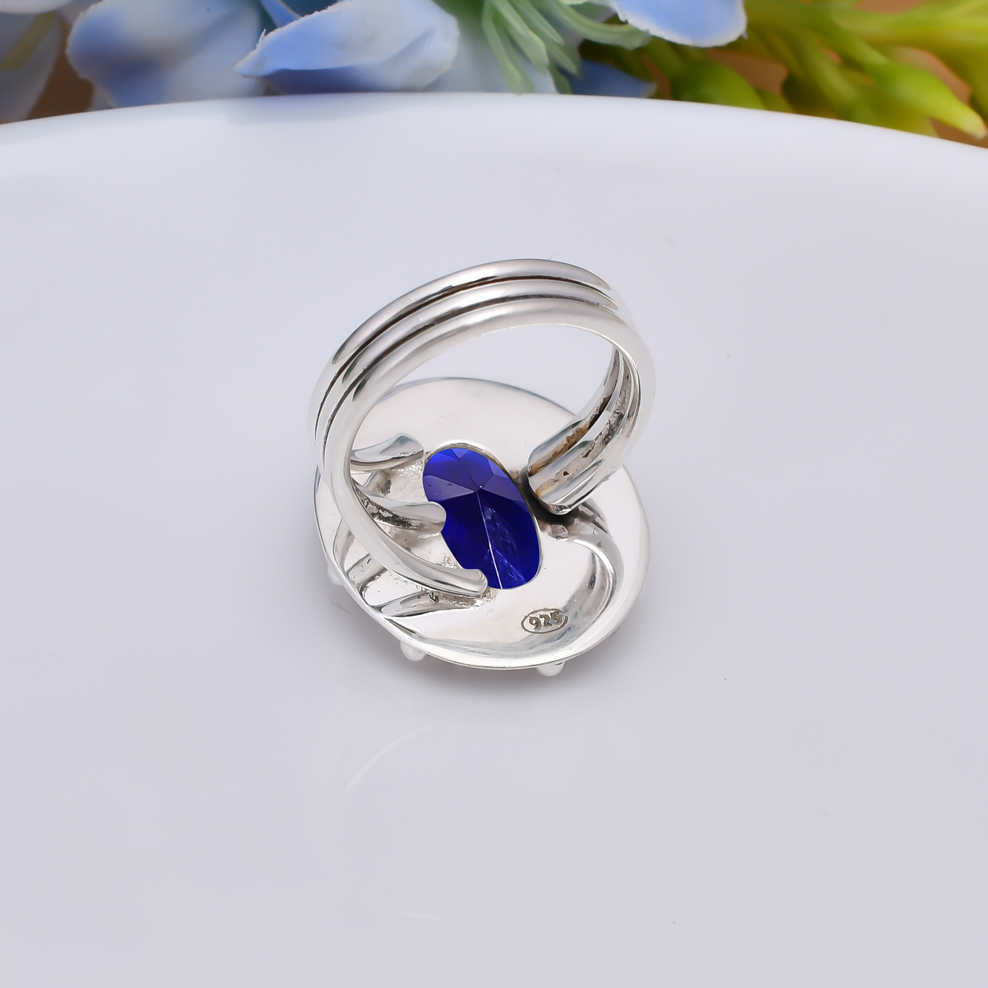 Blue Sapphire - Simulated 925 Sterling Silver Ring