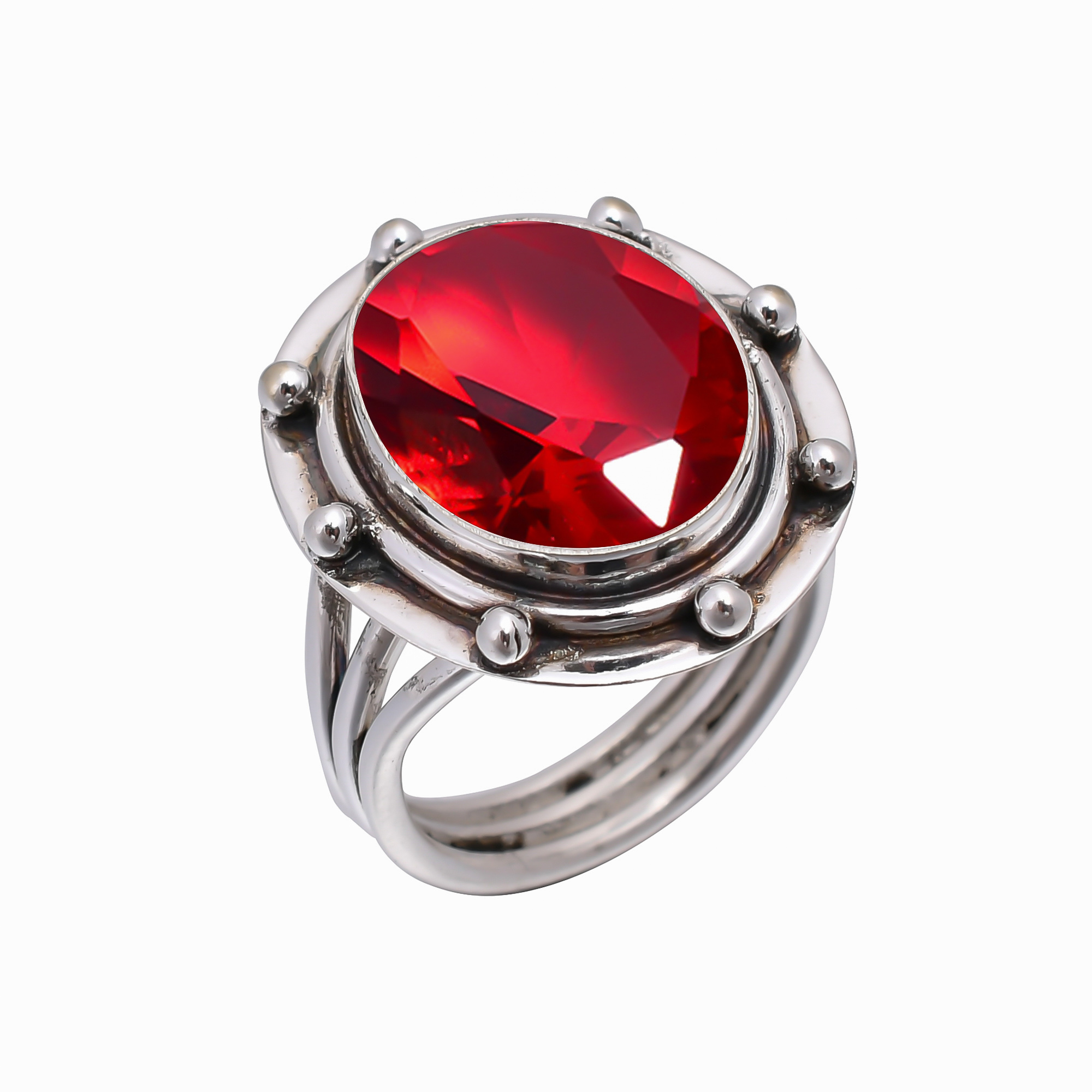 Red Garnet - Simulated 925 Sterling Silver Ring