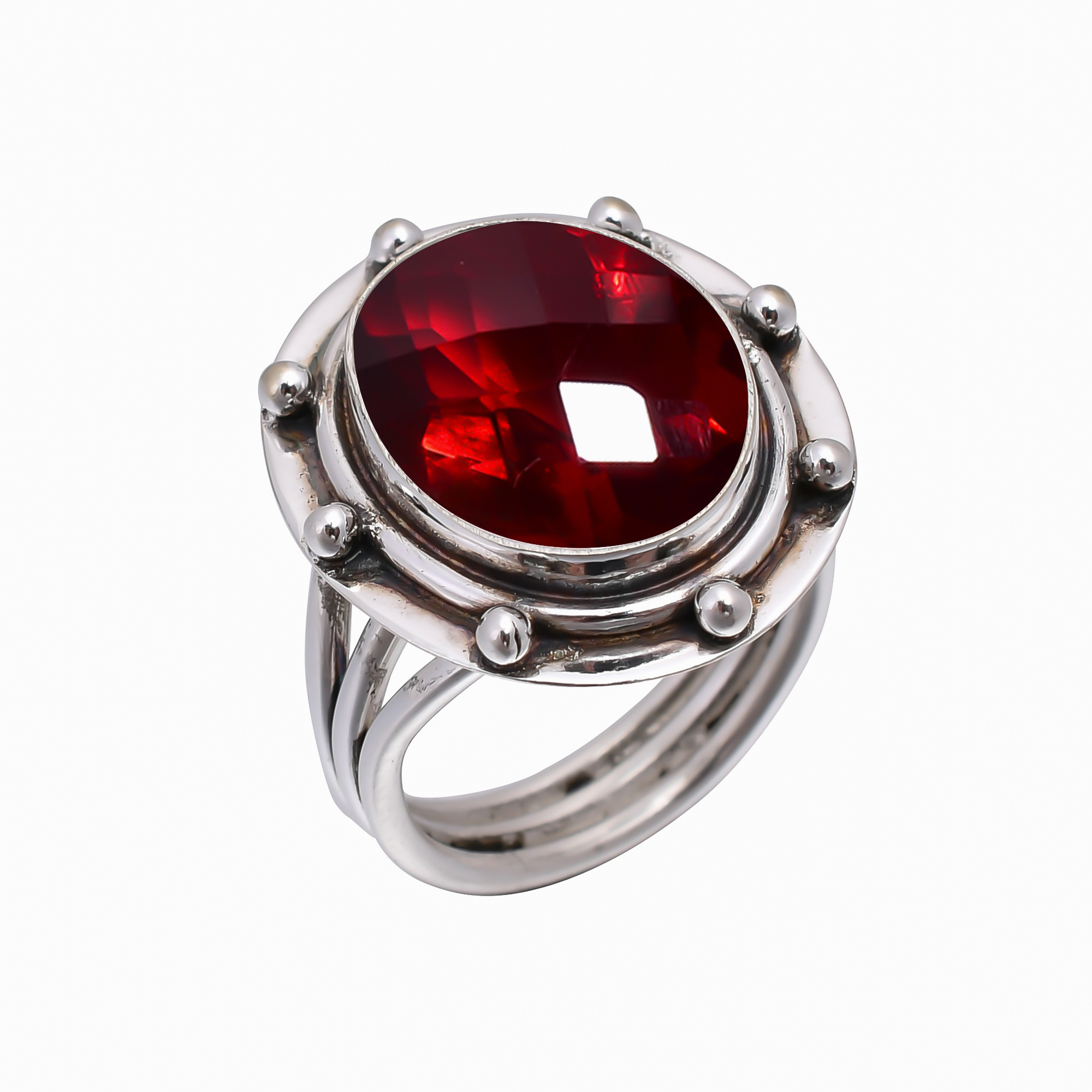 Red Garnet - Simulated 925 Sterling Silver Ring