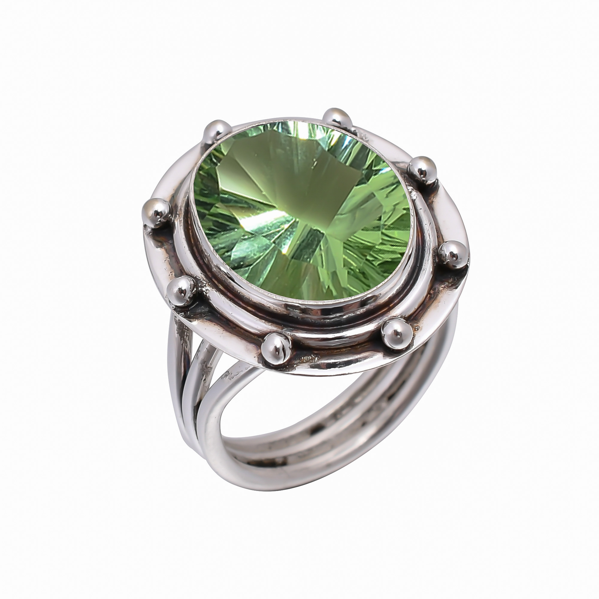 Green Amethyst - Simulated 925 Sterling Silver Ring