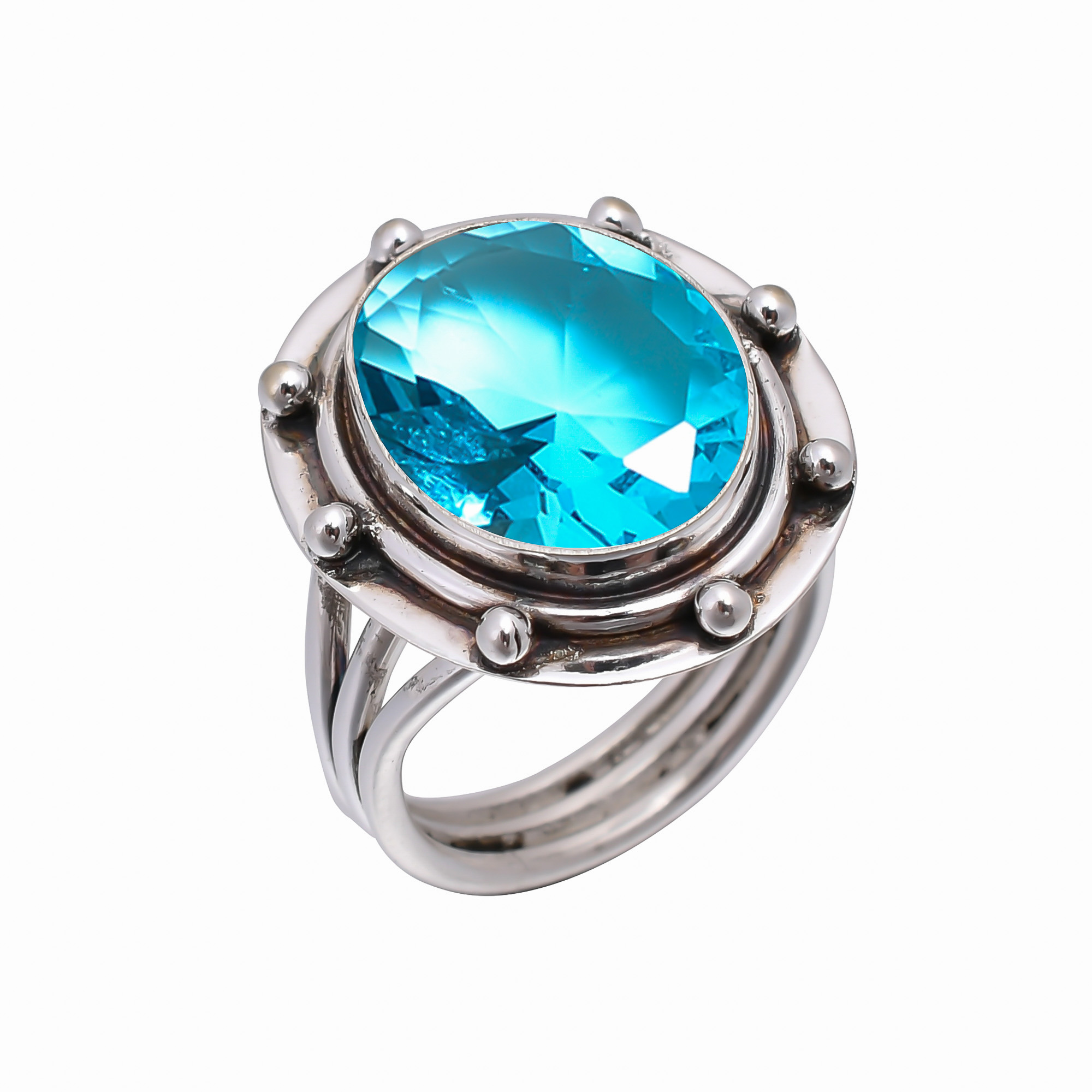 Blue Topaz - Simulated 925 Sterling Silver Ring