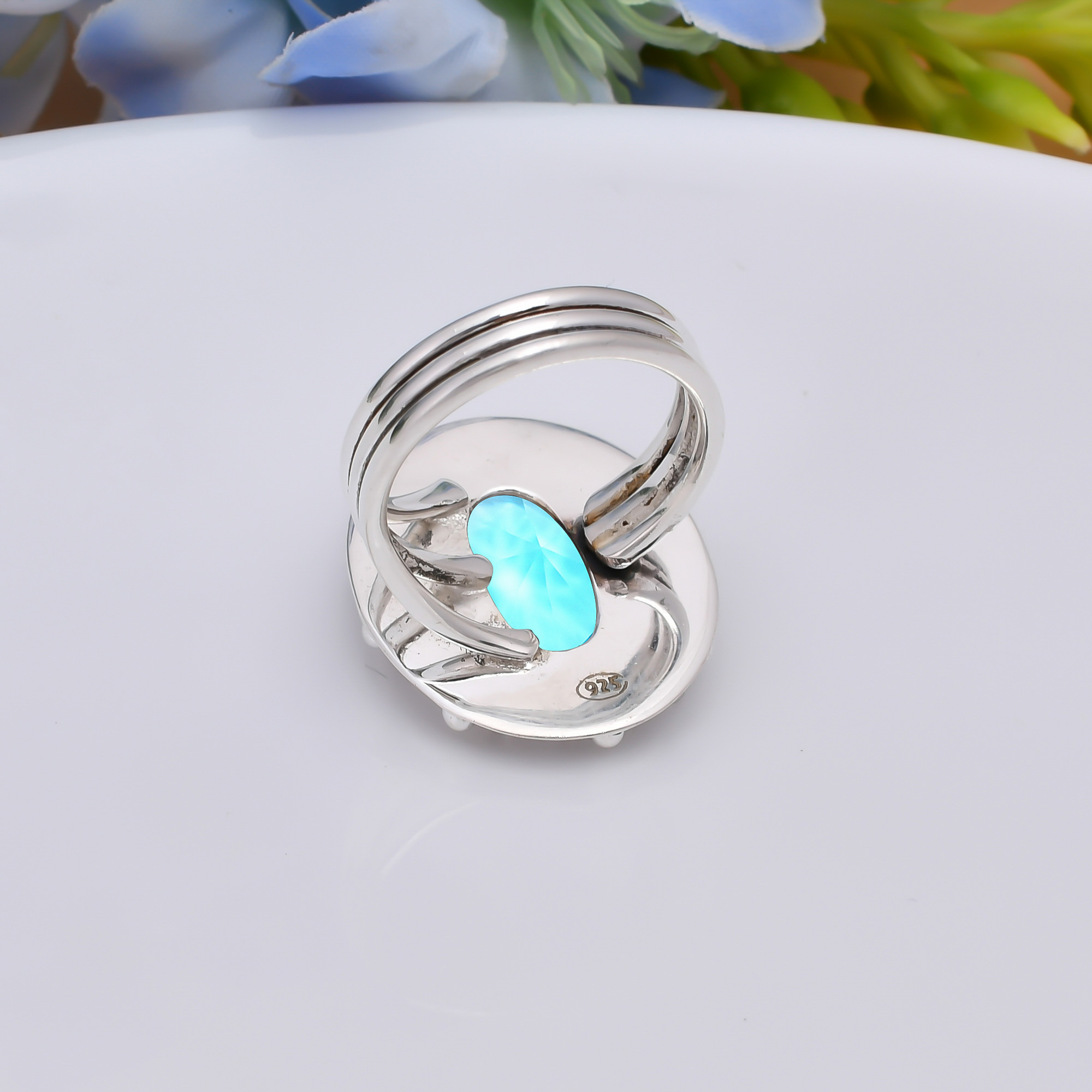 Blue Topaz - Simulated 925 Sterling Silver Ring