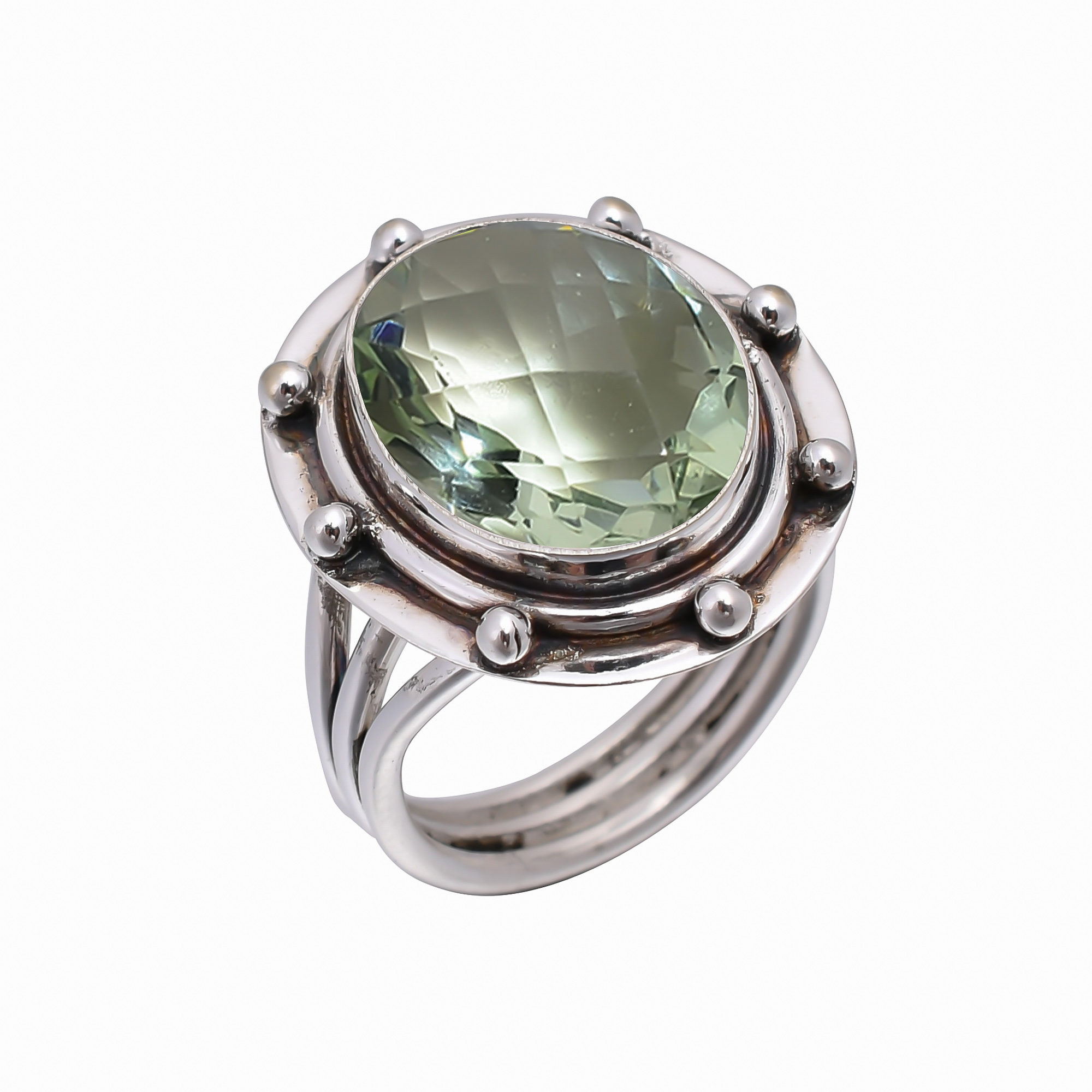 Green Amethyst - Simulated 925 Sterling Silver Ring