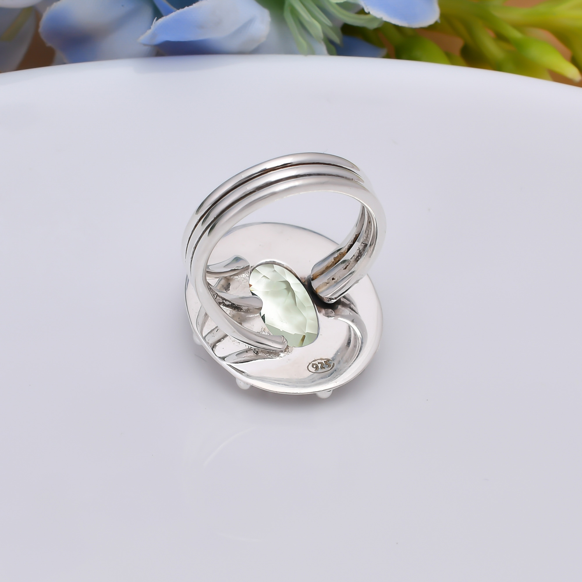 Green Amethyst - Simulated 925 Sterling Silver Ring