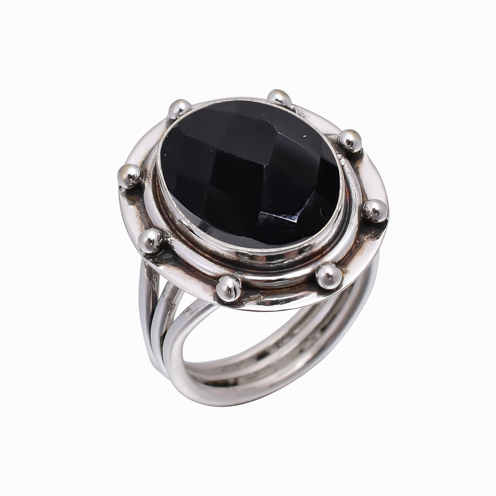 Black Onyx - Simulated 925 Sterling Silver Ring