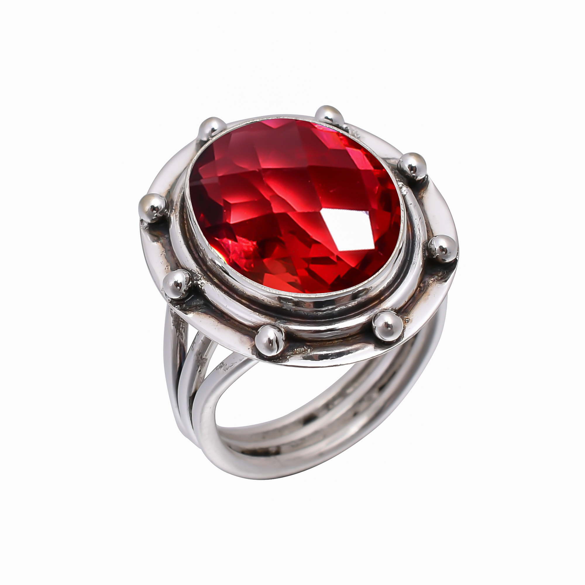 Pink Rubellite Tourmaline - Simulated 925 Sterling Silver Ring