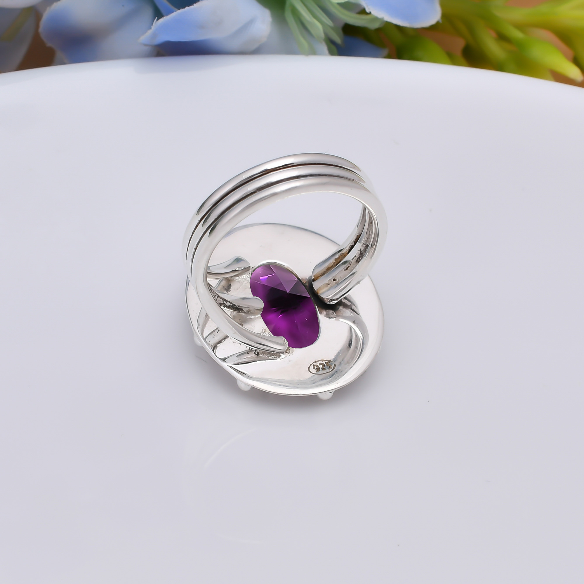 Purple Amethyst - Simulated 925 Sterling Silver Ring