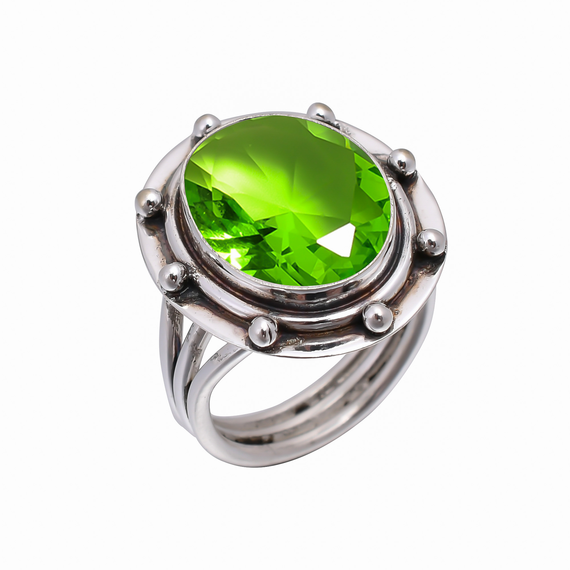 Peridot - Simulated 925 Sterling Silver Ring