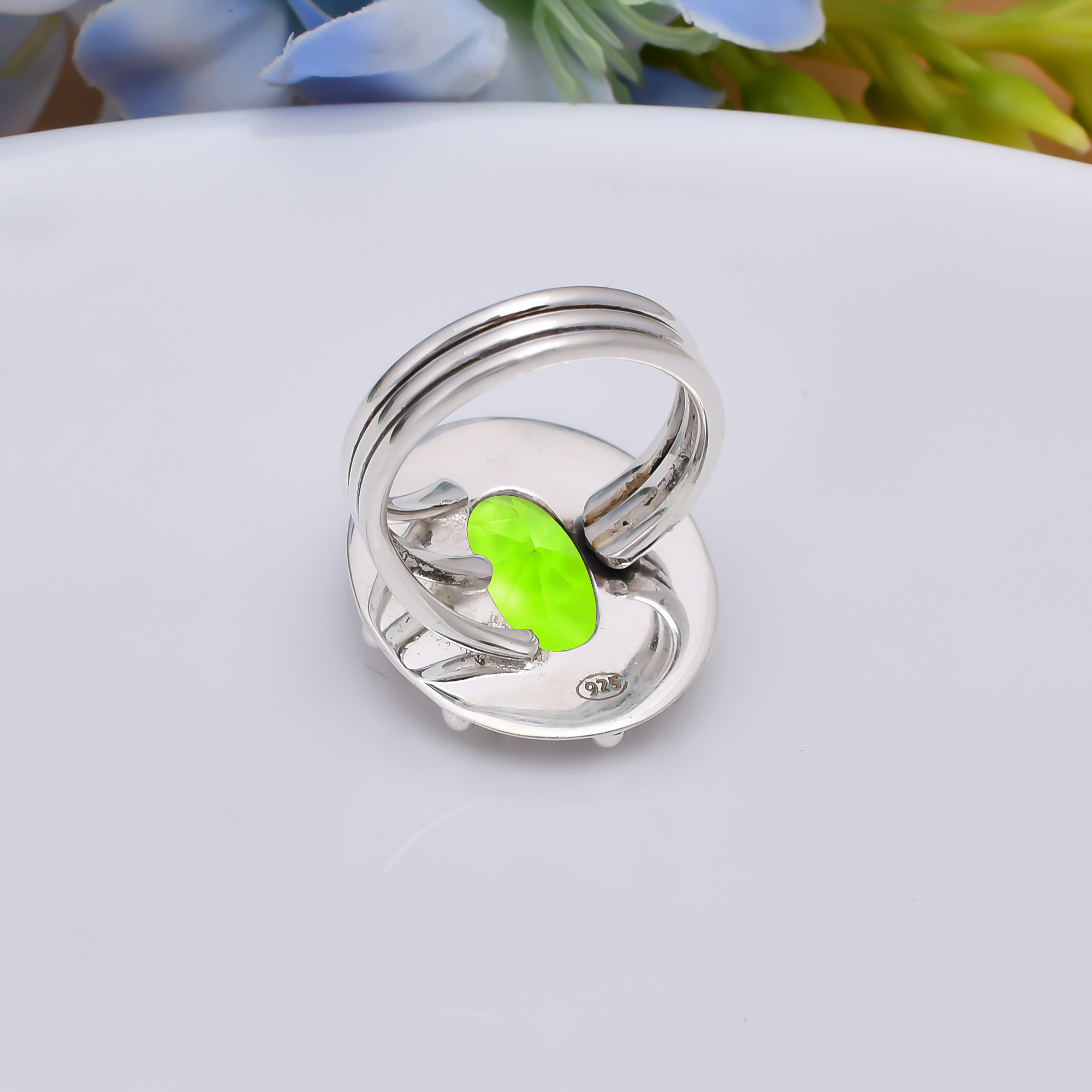 Peridot - Simulated 925 Sterling Silver Ring