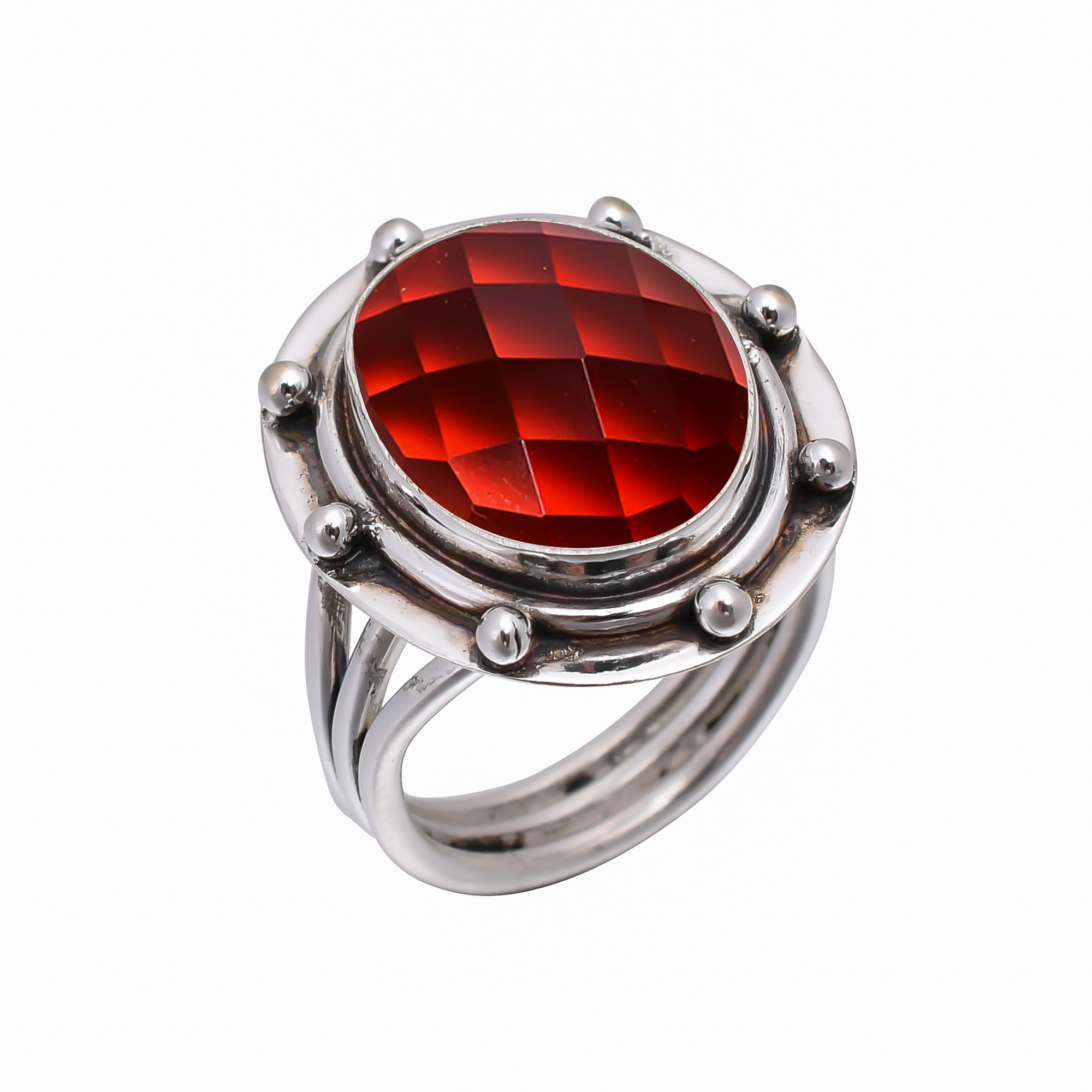 Red Garnet - Simulated 925 Sterling Silver Ring