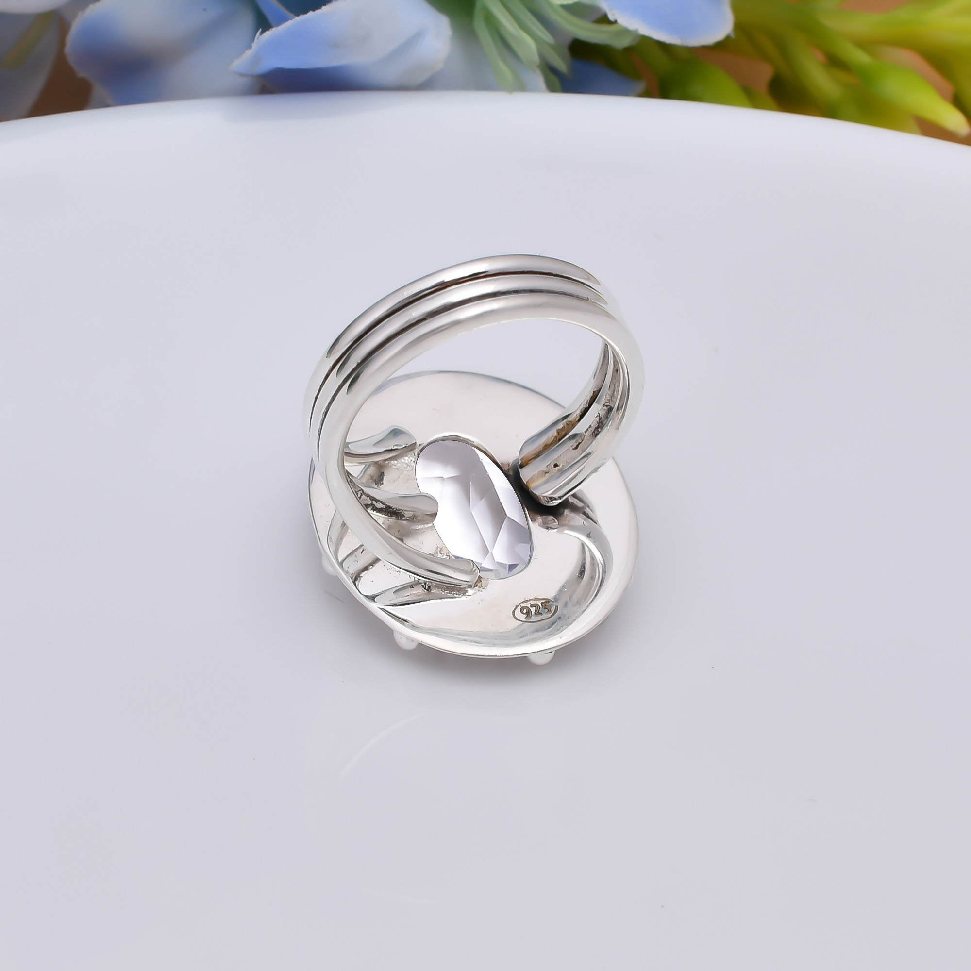 White Topaz - Simulated 925 Sterling Silver Ring