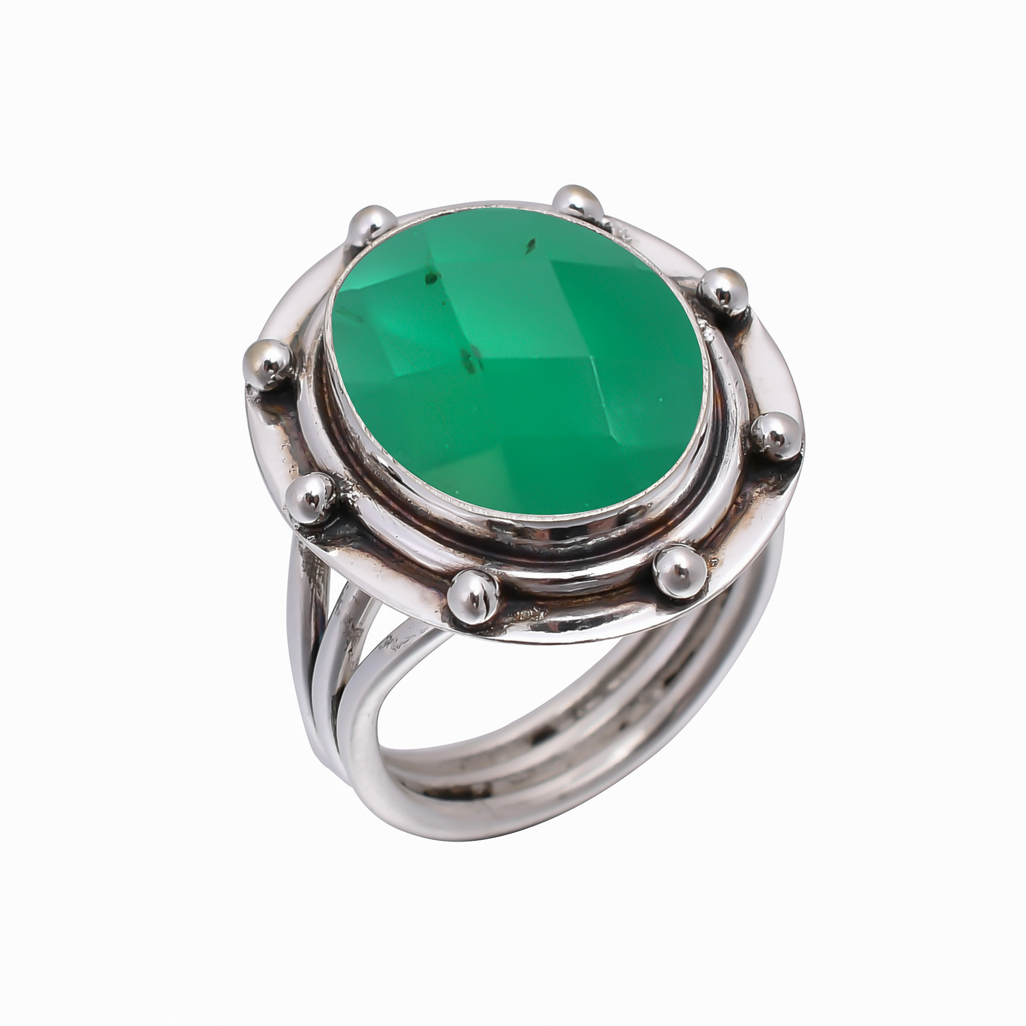 Emerald Simulated 925 Sterling Silver Ring