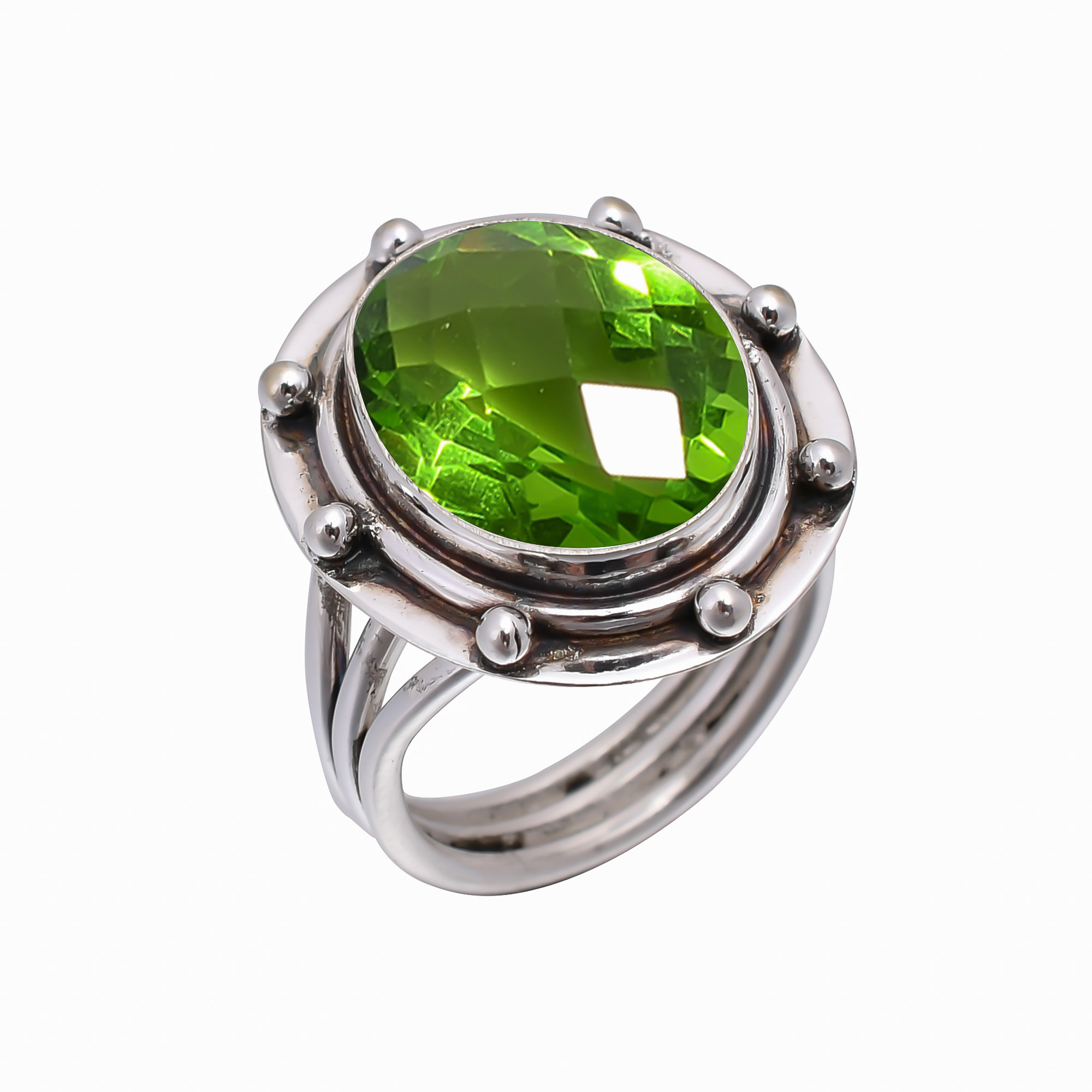Peridot - Simulated 925 Sterling Silver Ring