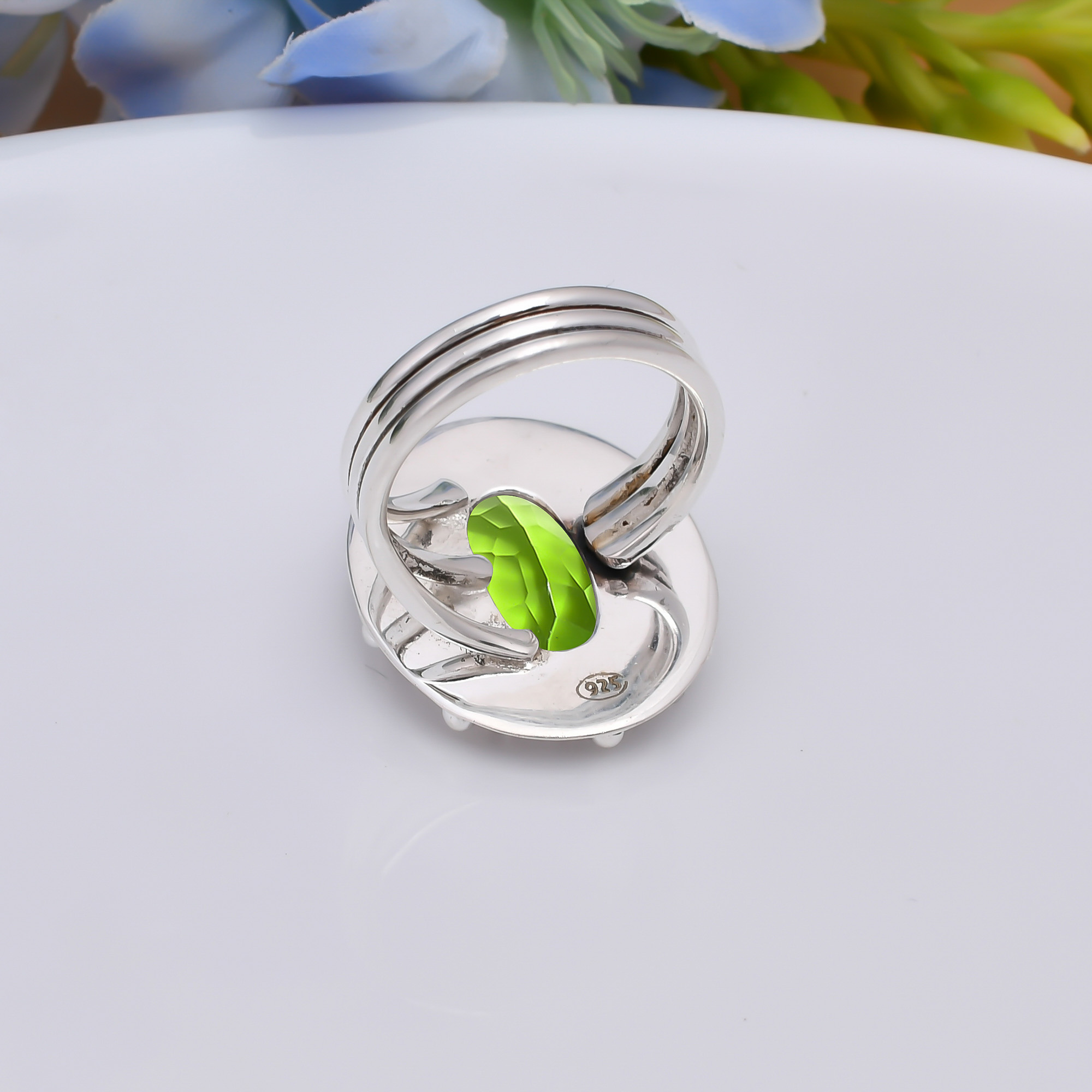 Peridot - Simulated 925 Sterling Silver Ring