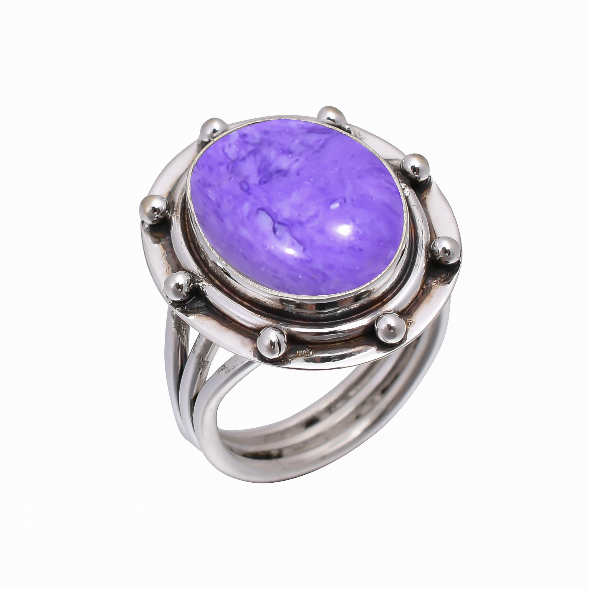 Purple Charoite - Simulated 925 Sterling Silver Ring