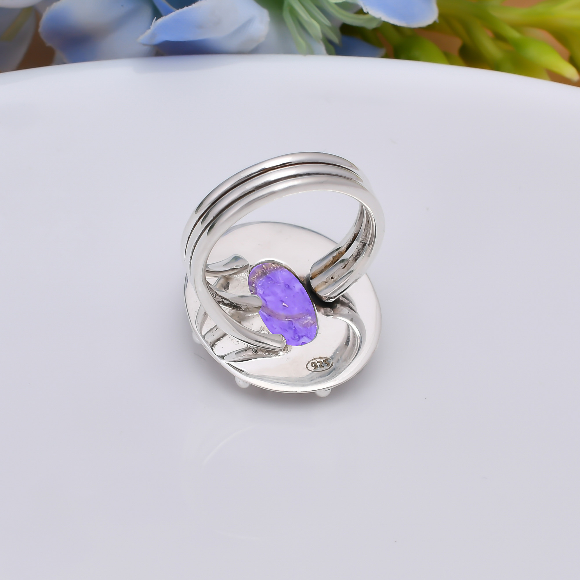 Purple Charoite - Simulated 925 Sterling Silver Ring