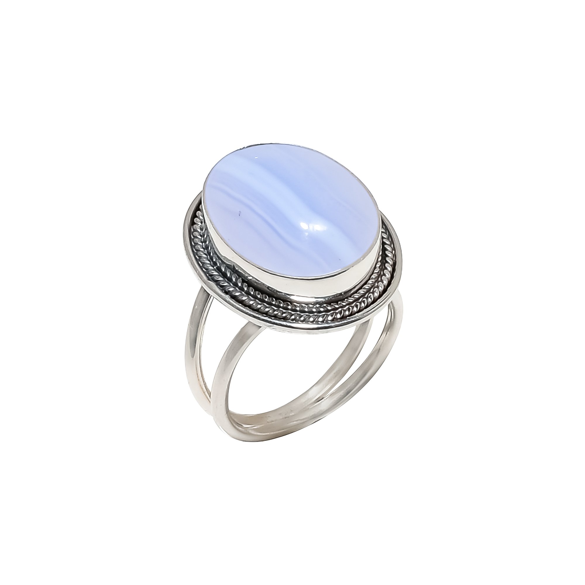 Blue Lace Agate - Namibia 925 Sterling Silver Ring