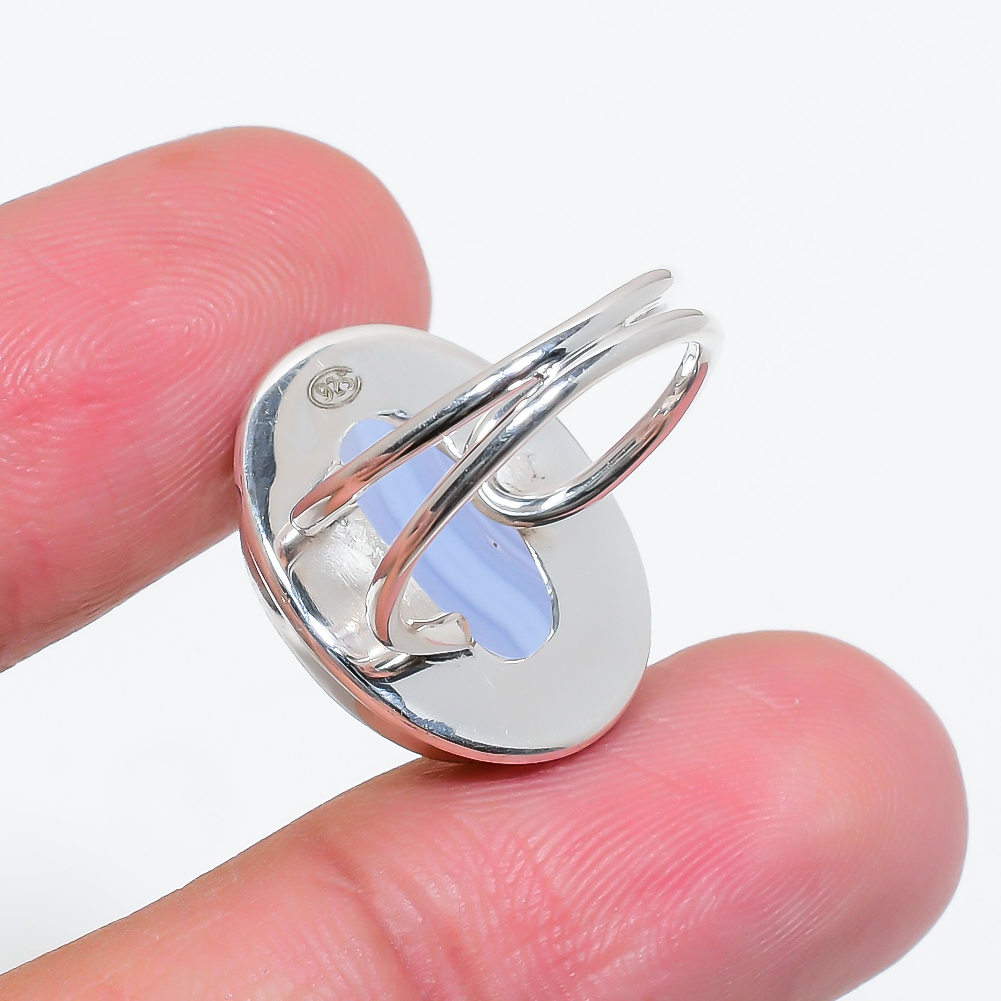 Blue Lace Agate - Namibia 925 Sterling Silver Ring