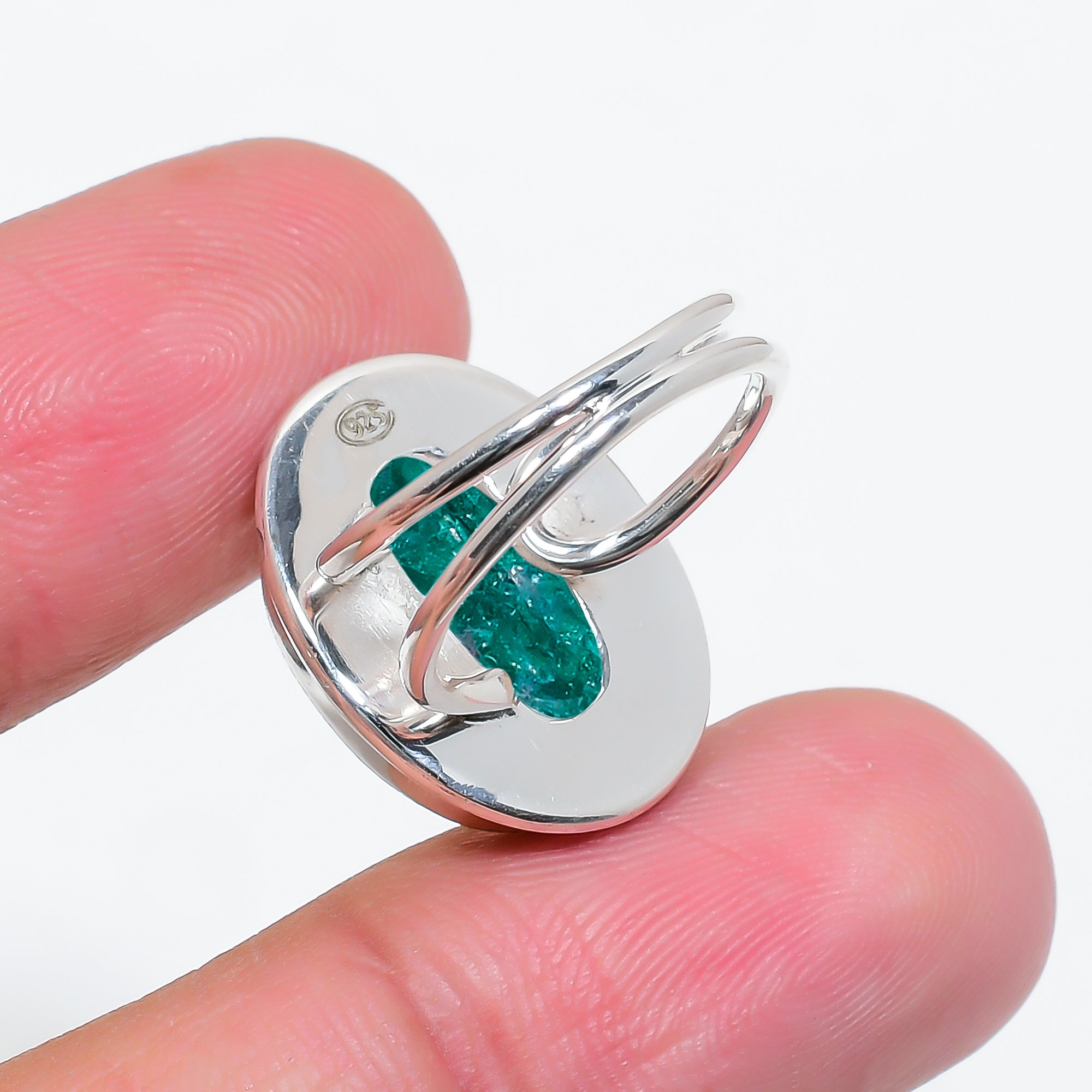 Emerlad - Dyed Quartz 925 Sterling Silver Ring