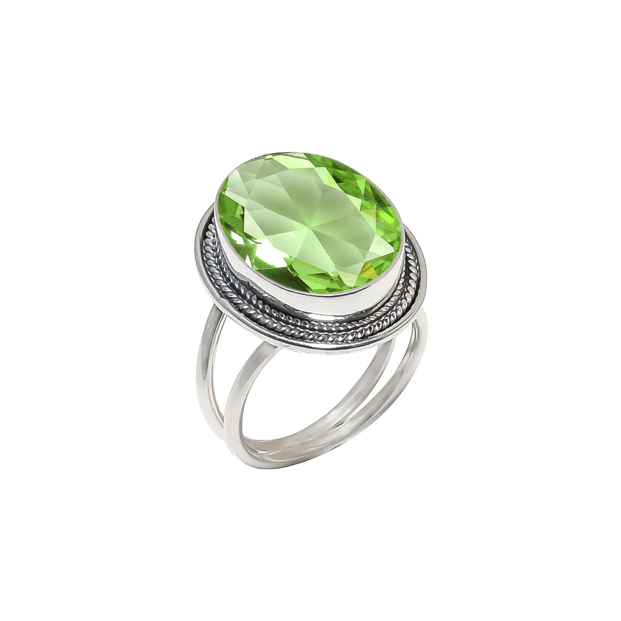 Green Amethyst - Simulated 925 Sterling Silver Ring