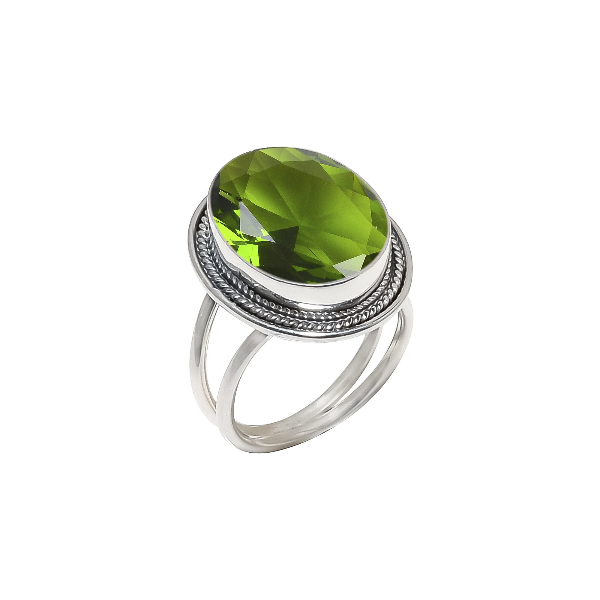 Peridot - Simulated 925 Sterling Silver Ring