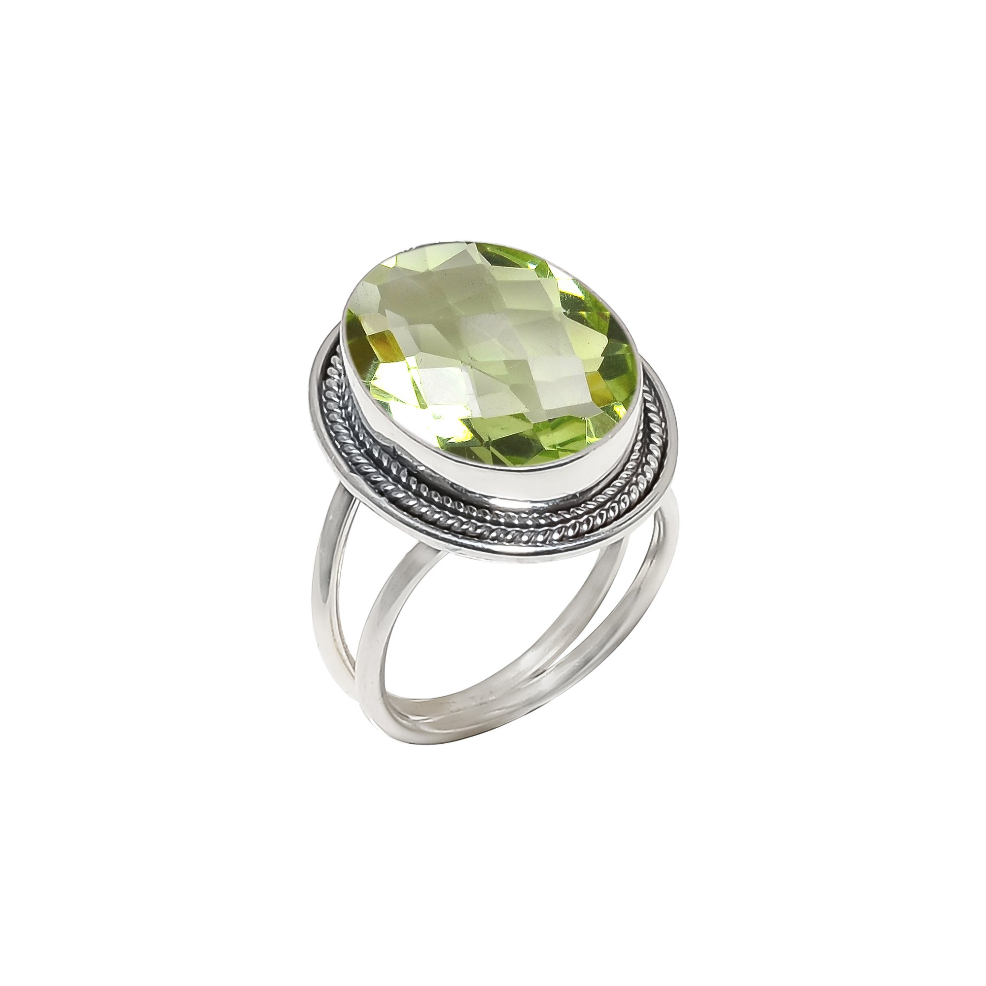 Green Amethyst - Simulated 925 Sterling Silver Ring