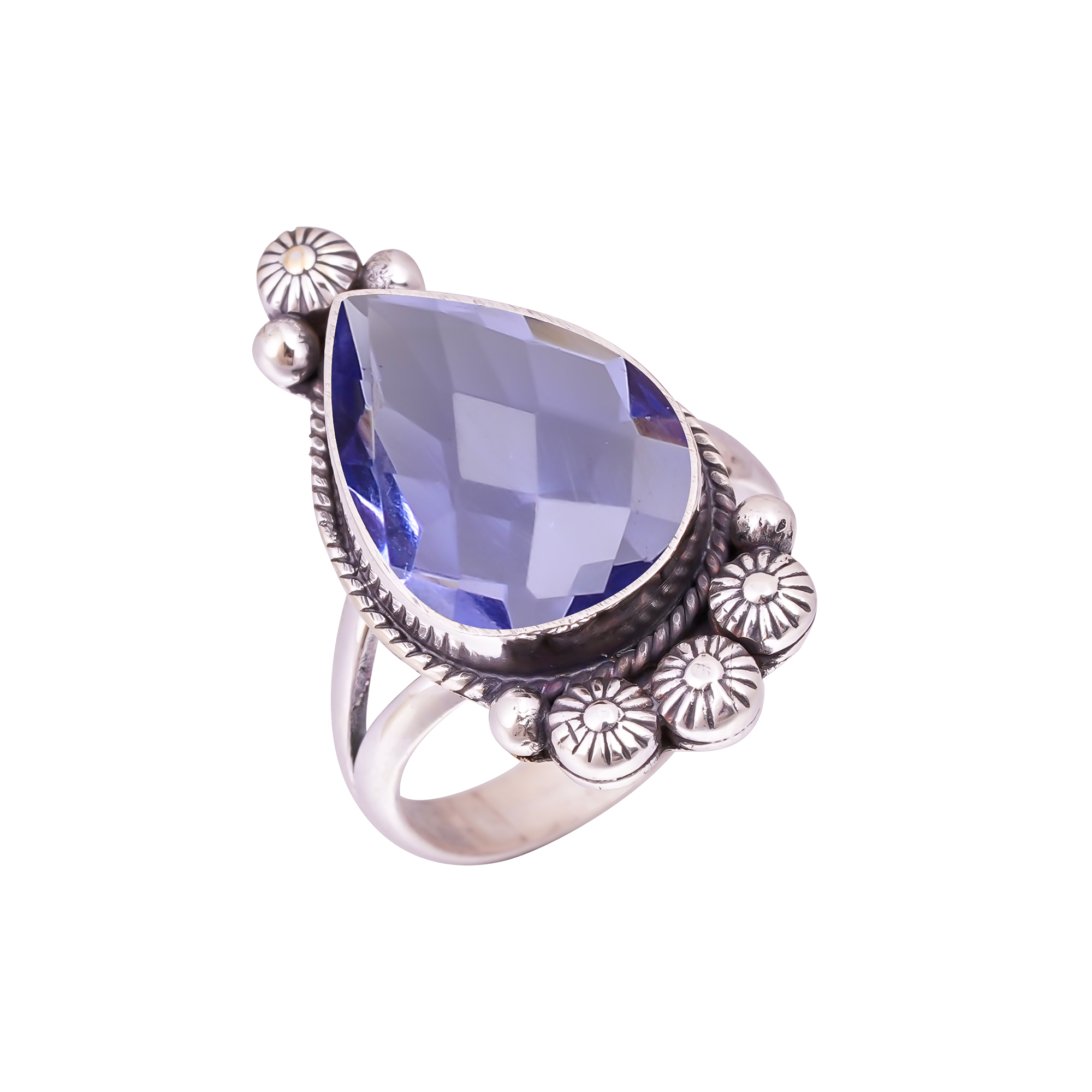 Iolite - Simulated Gemstone 925 Sterling Silver Ring