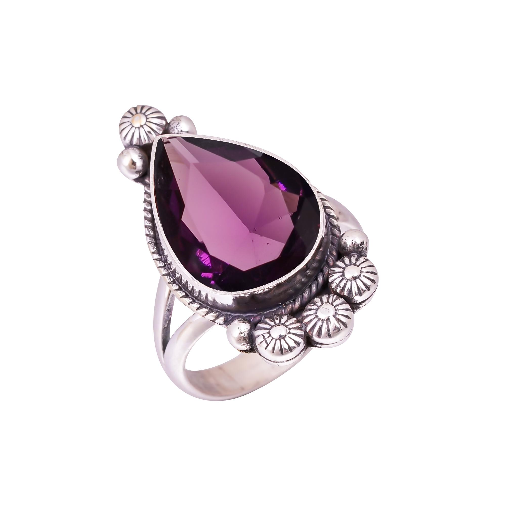 Purple Amethyst - Simulated Gemstone 925 Sterling Silver Ring