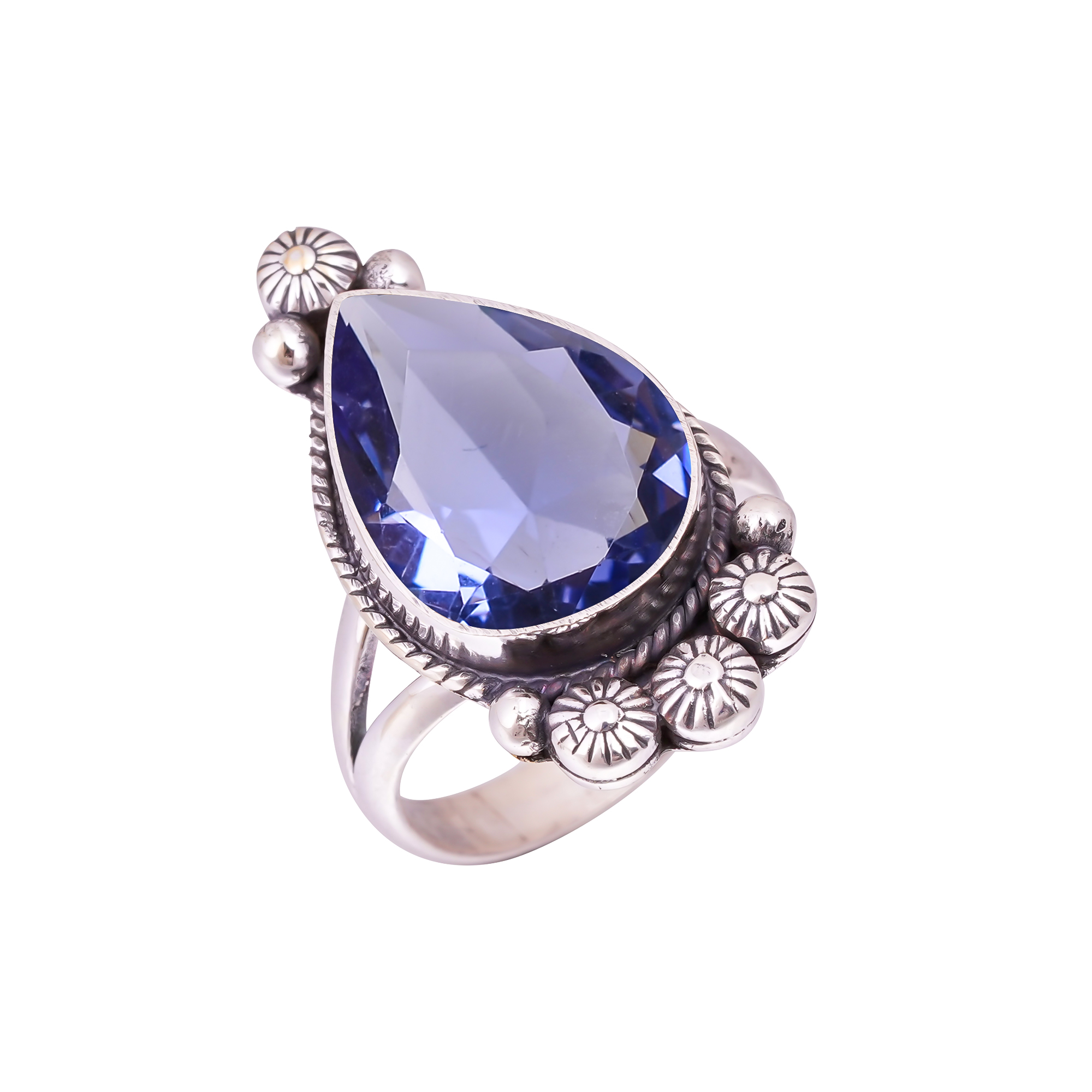 Iolite - Simulated Gemstone 925 Sterling Silver Ring