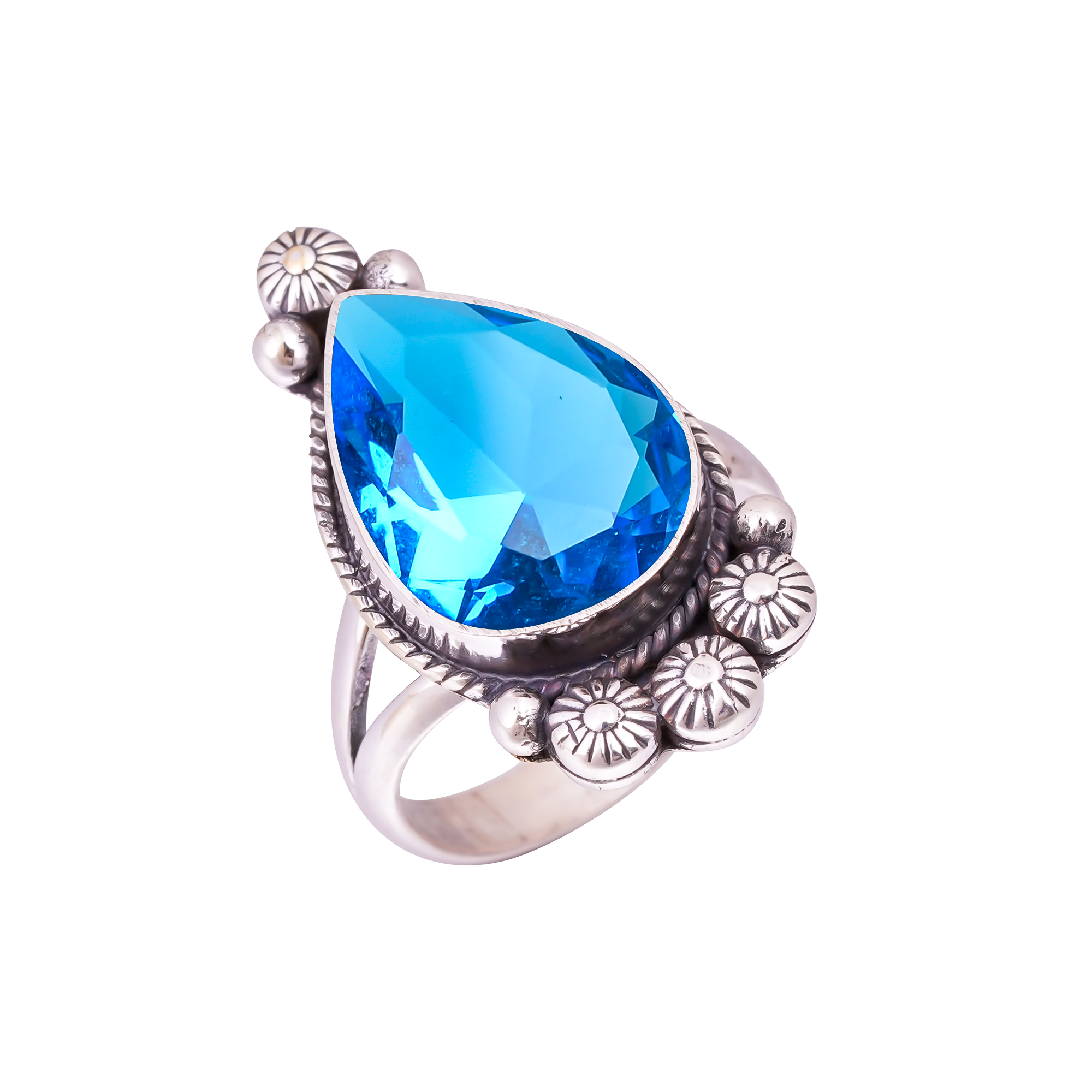 London Blue Topaz - Simulated Gemstone 925 Sterling Silver Ring