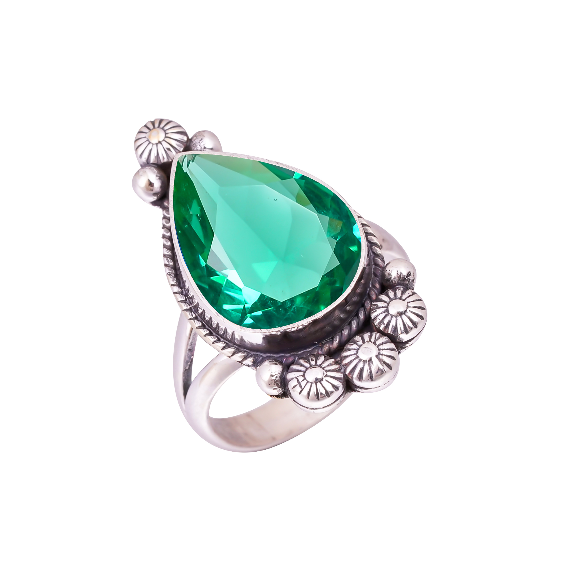 Apatite - Simulated Gemstone 925 Sterling Silver Ring