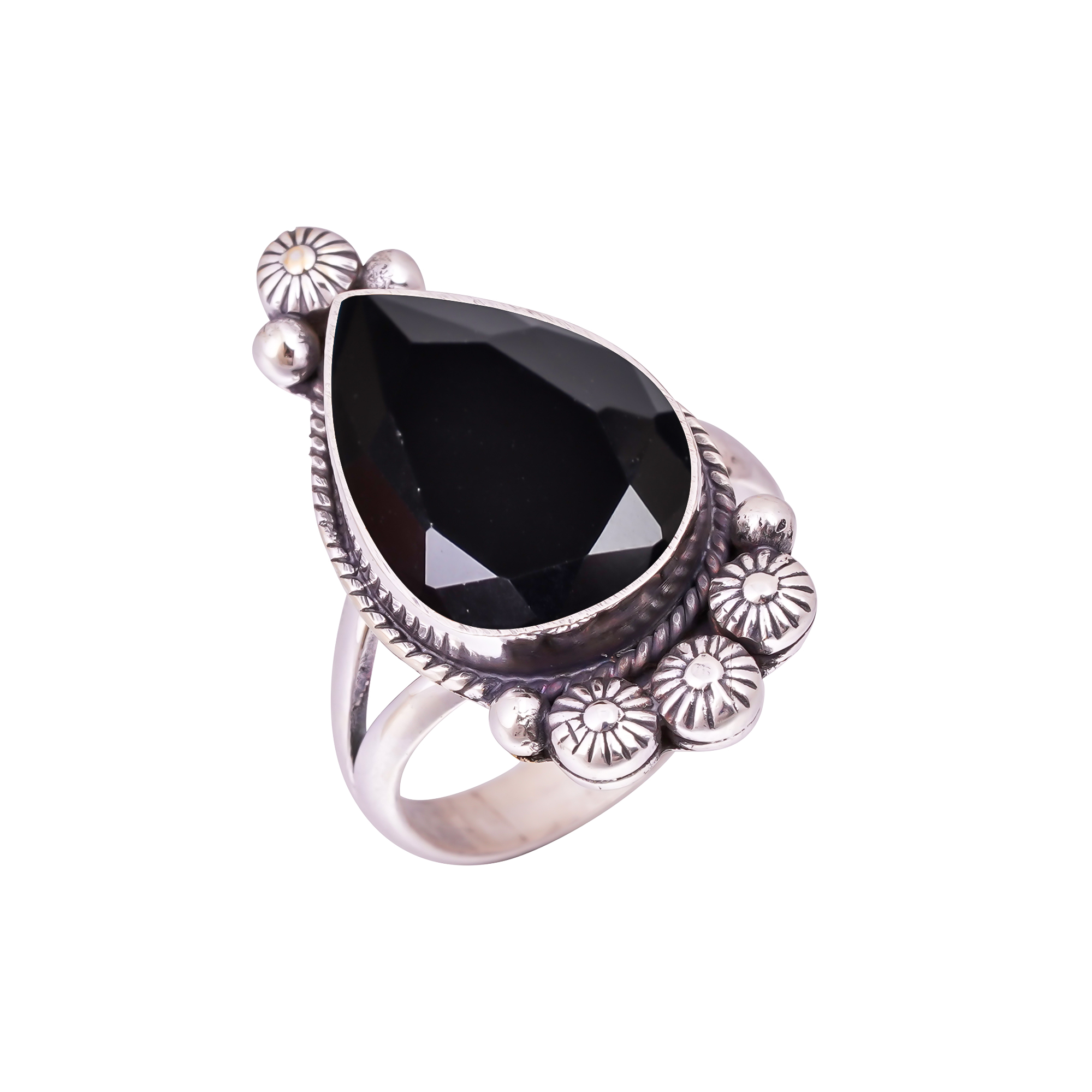Black Onyx - Simulated Gemstone 925 Sterling Silver Ring