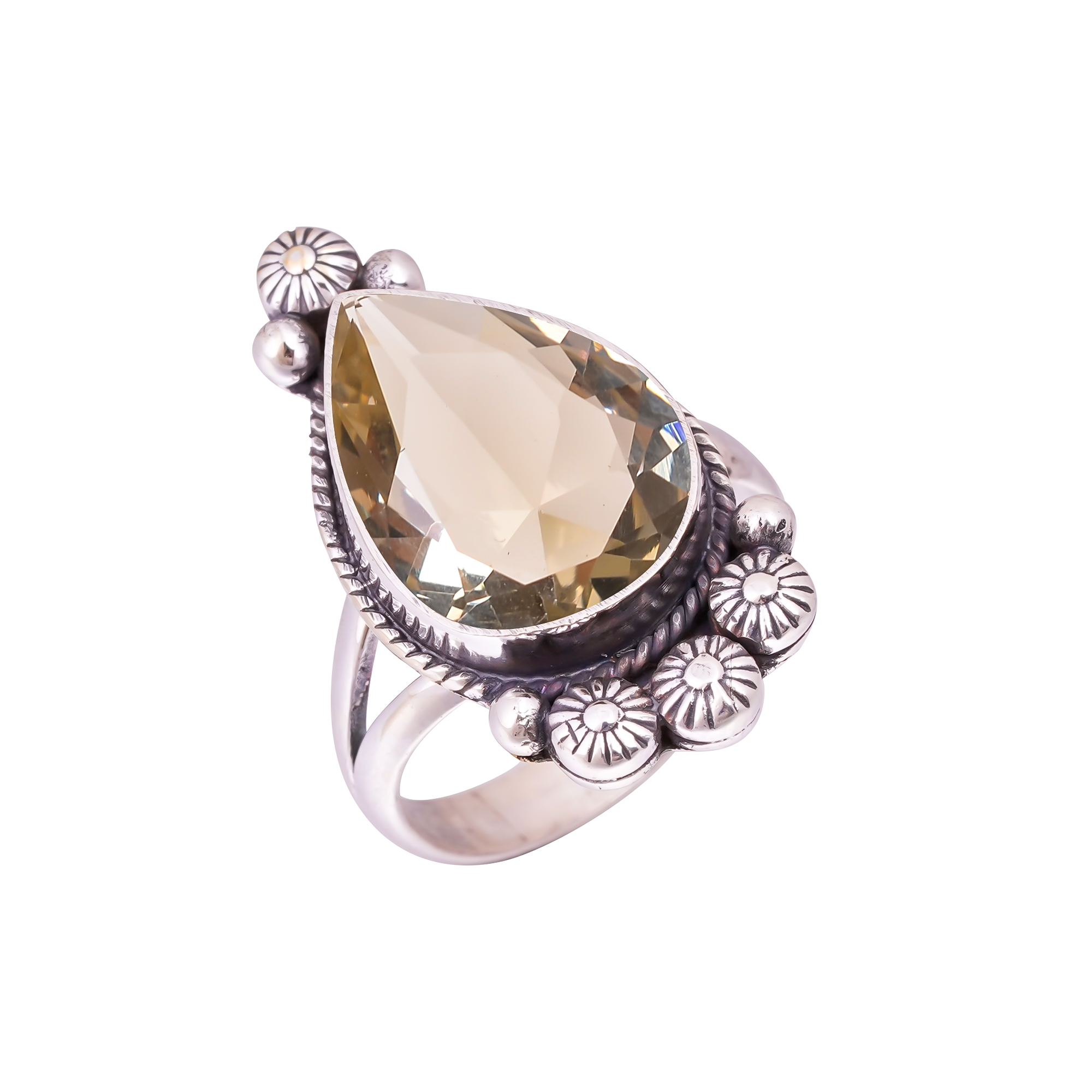 Smokey - Simulated Gemstone 925 Sterling Silver Ring
