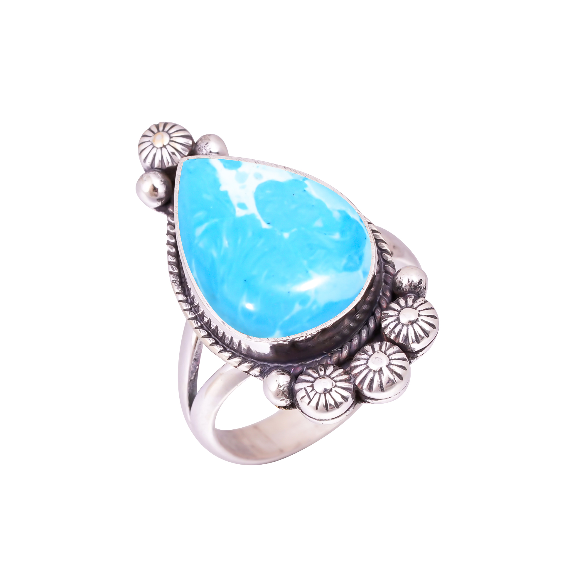 Larimar - Simulated Gemstone 925 Sterling Silver Ring