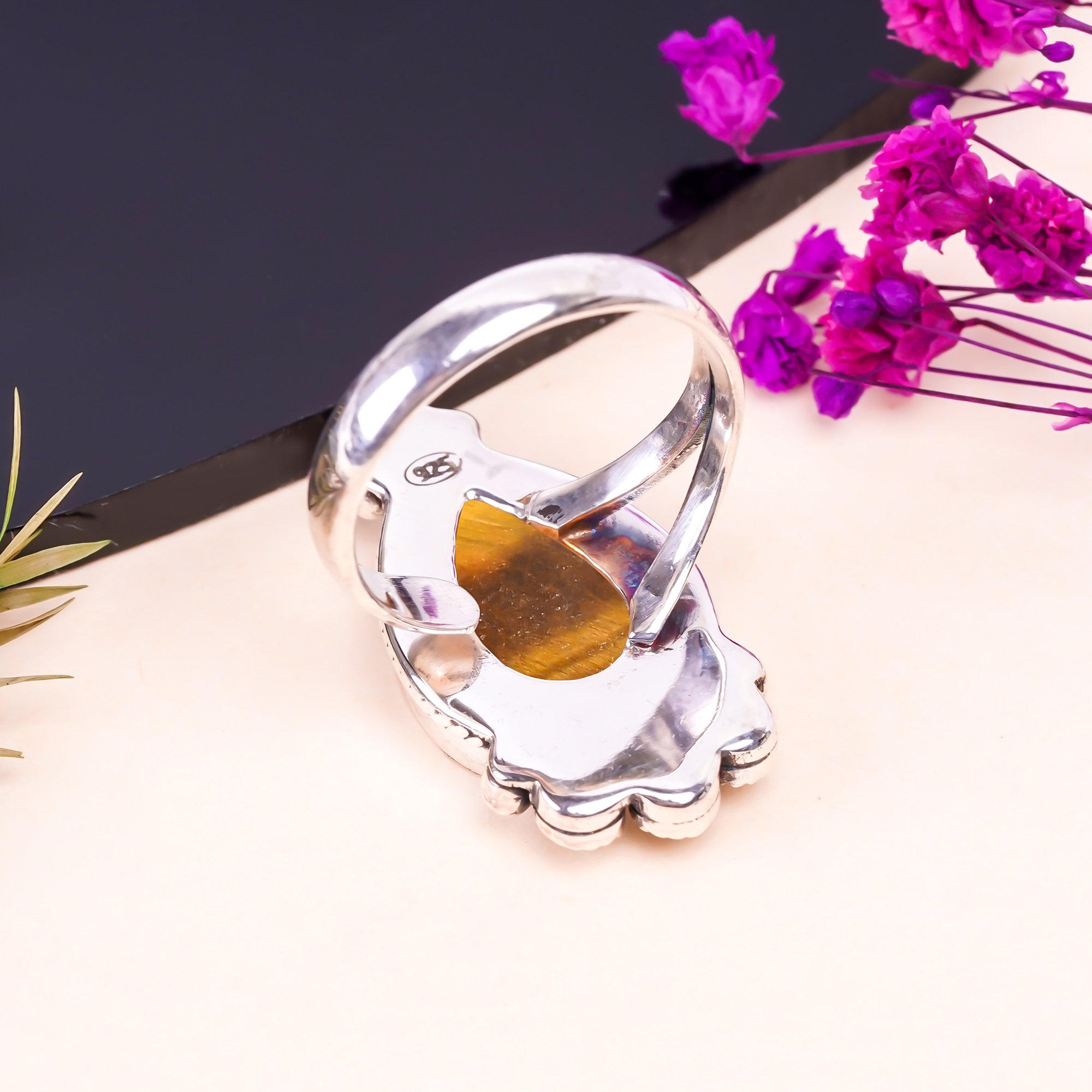 Iron Tiger Eye - South Africa Gemstone 925 Sterling Silver Ring