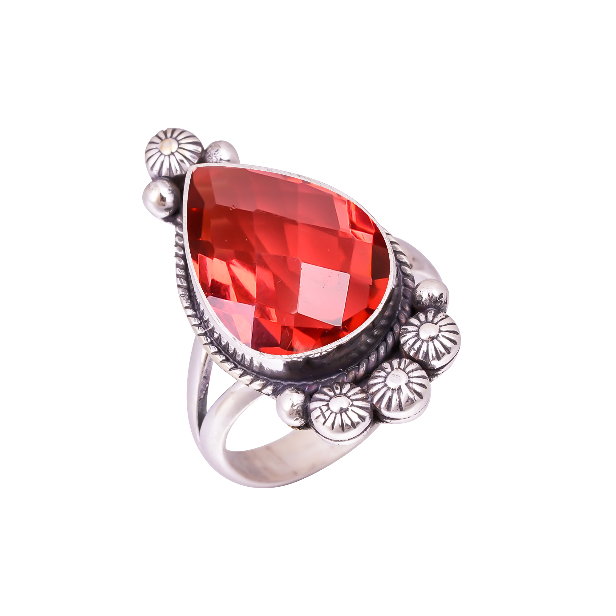 Pink Rubellite Tourmaline - Simulated Gemstone 925 Sterling Silver Ring