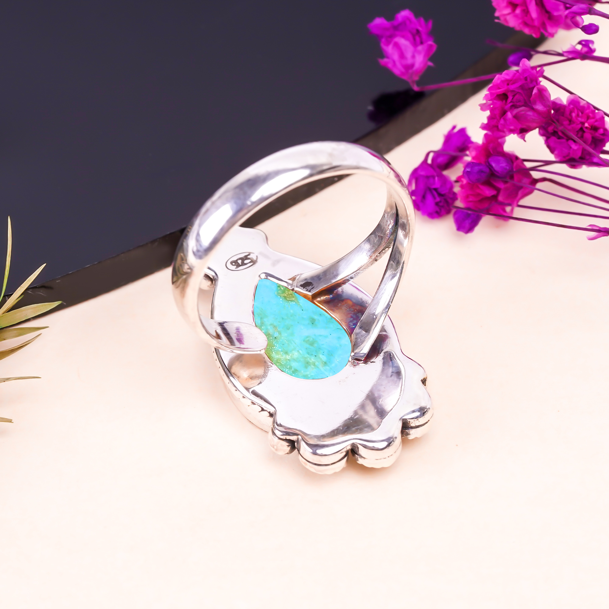 Magnesite Turquoise Gemstone 925 Sterling Silver Ring