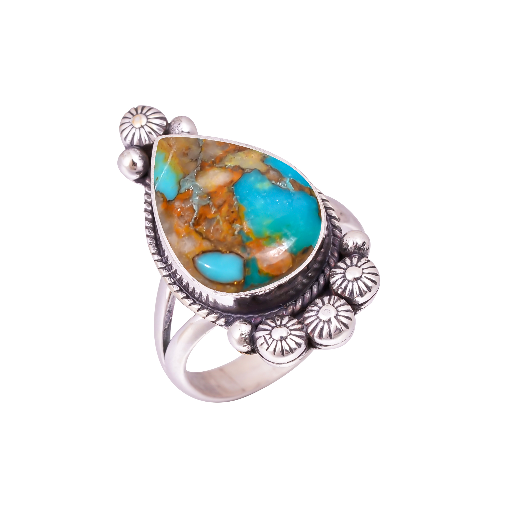 Copper Turquoise - Pilot Mountain Gemstone 925 Sterling Silver Ring