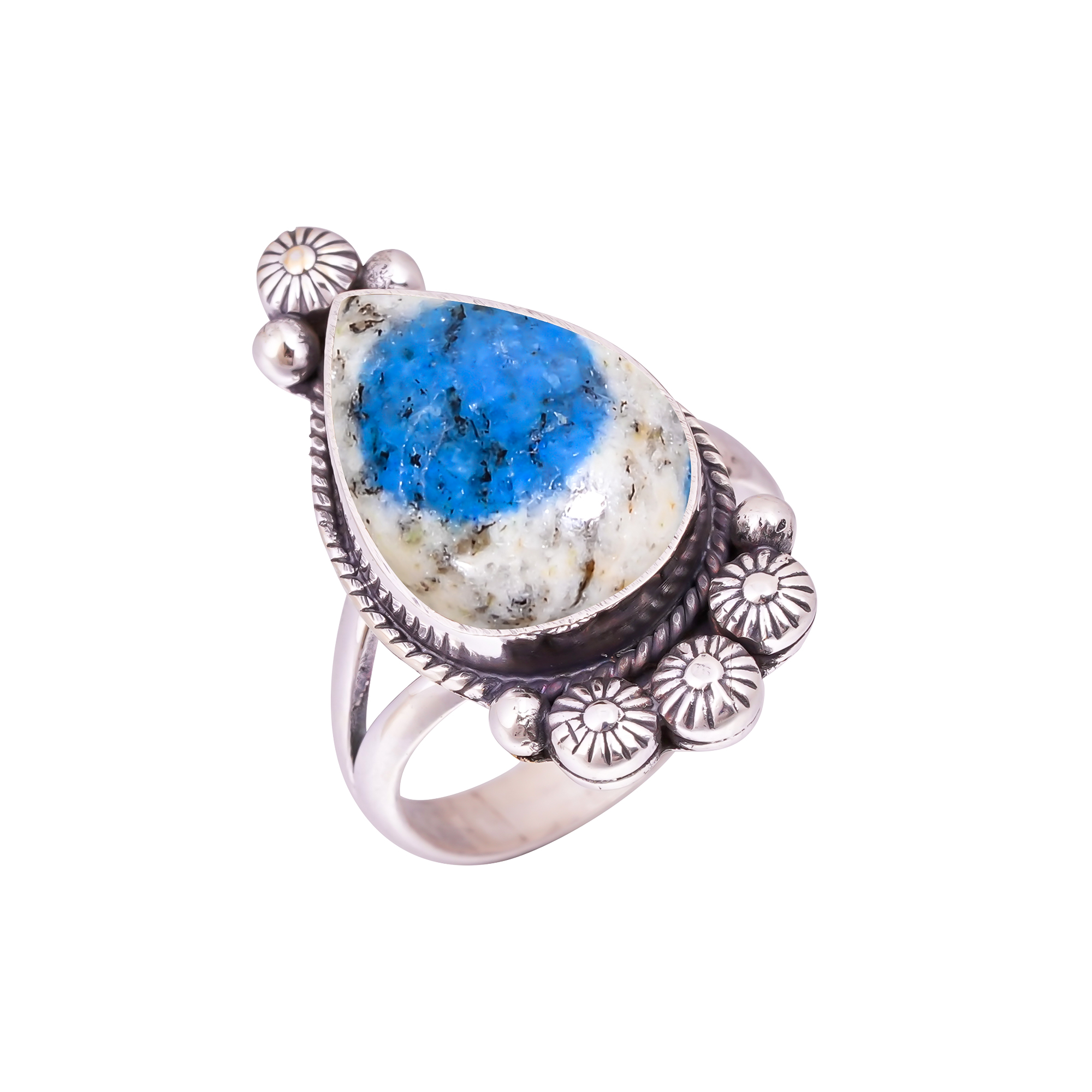 K2 Blue Azurite - Pakistan Gemstone 925 Sterling Silver Ring