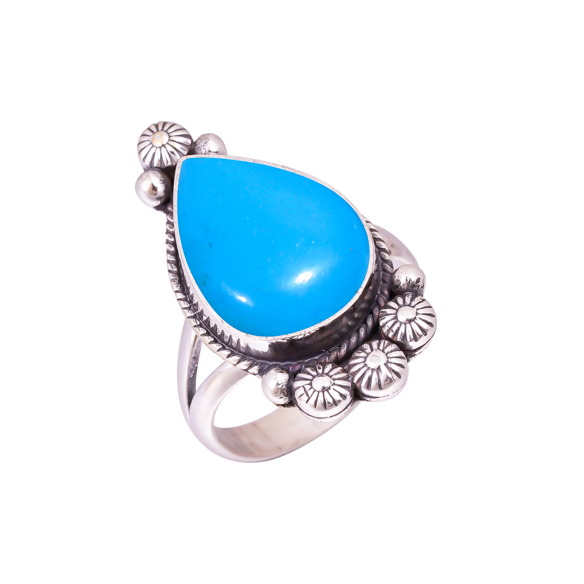 Sleeping Beauty Turquoise - Simulated Gemstone 925 Sterling Silver Ring