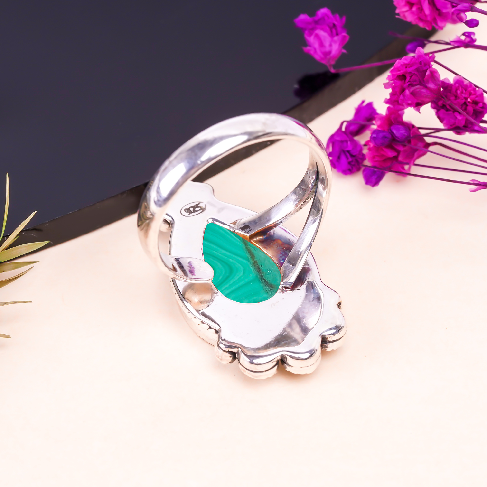 Malachite - Congo Gemstone 925 Sterling Silver Ring